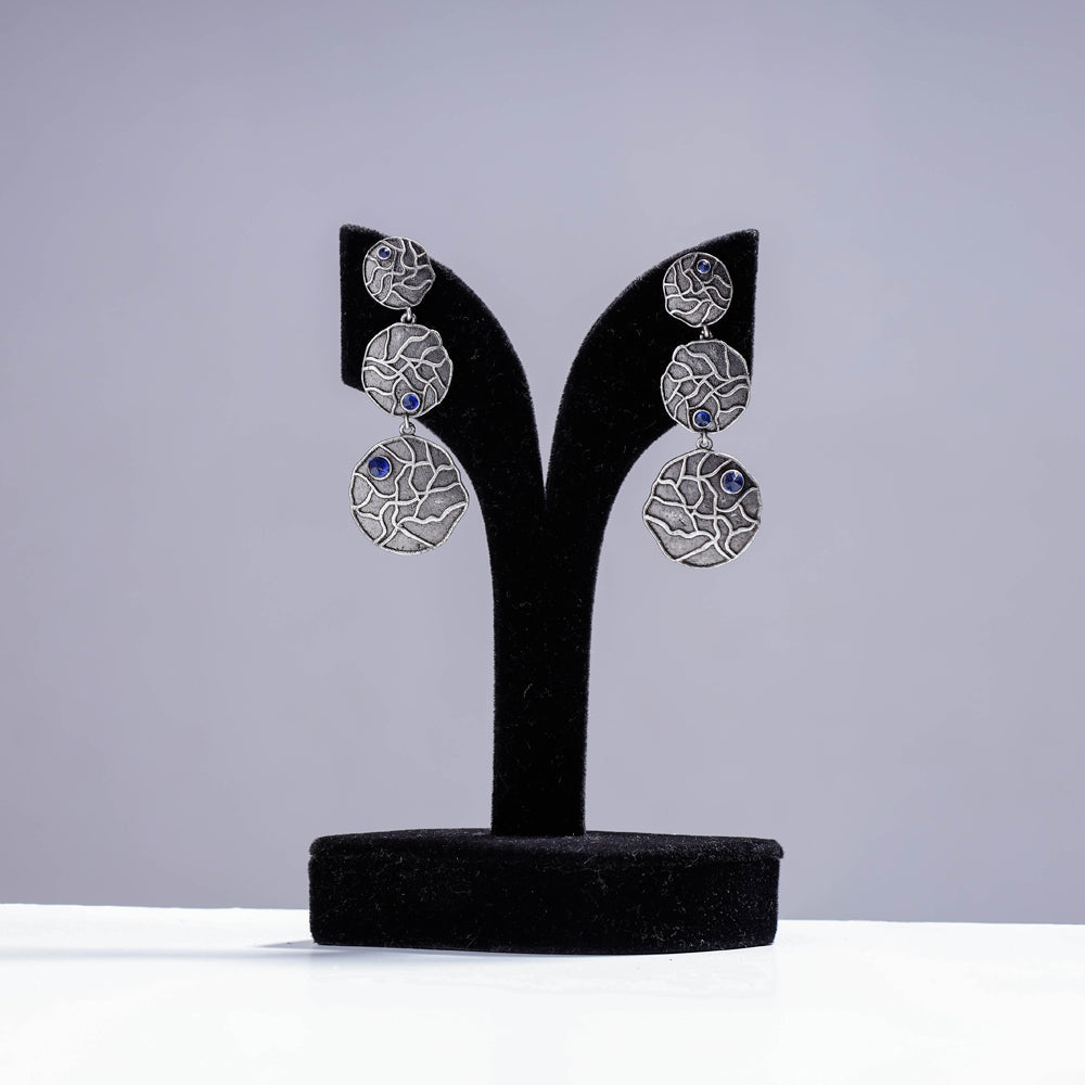 WHITE RIVER STORIES Antique Silver Finish Oxidised Brass Base Earrings