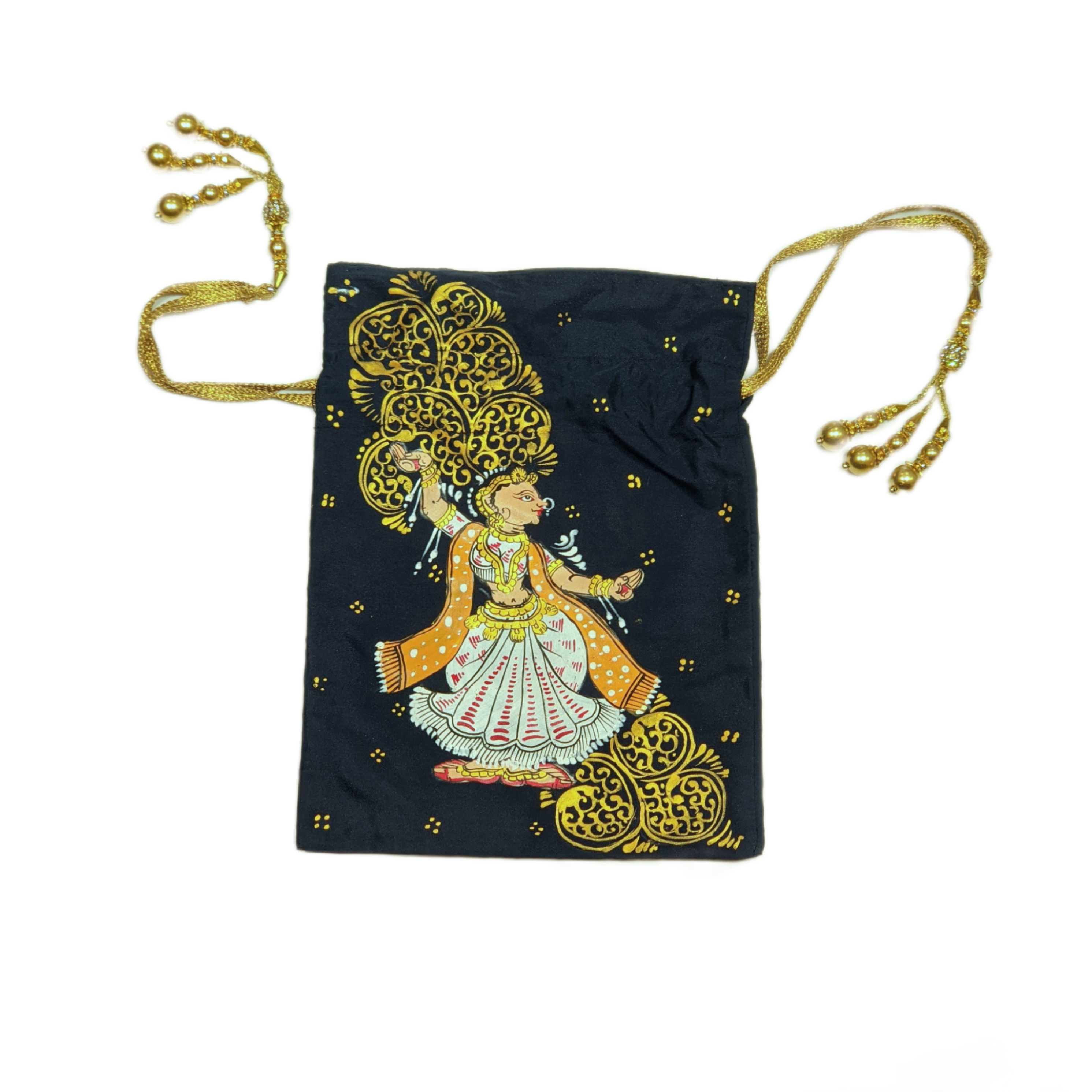 IndianVillèz Spruce Blue Hand Painted Nartaki Pattachitra Potli Bag - view 2