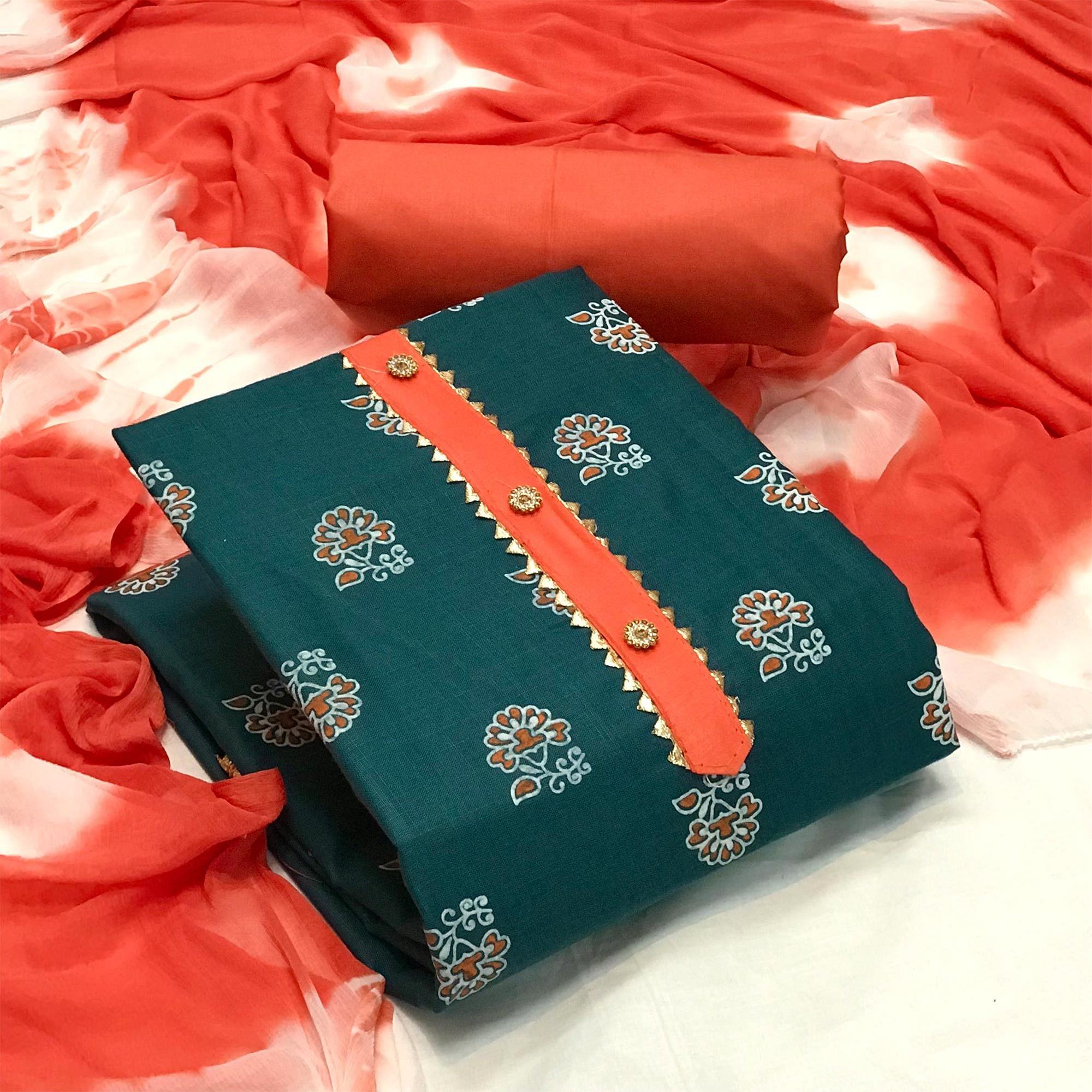 Peachmode Morpich Casual Wear Printed Cotton Dress Material
