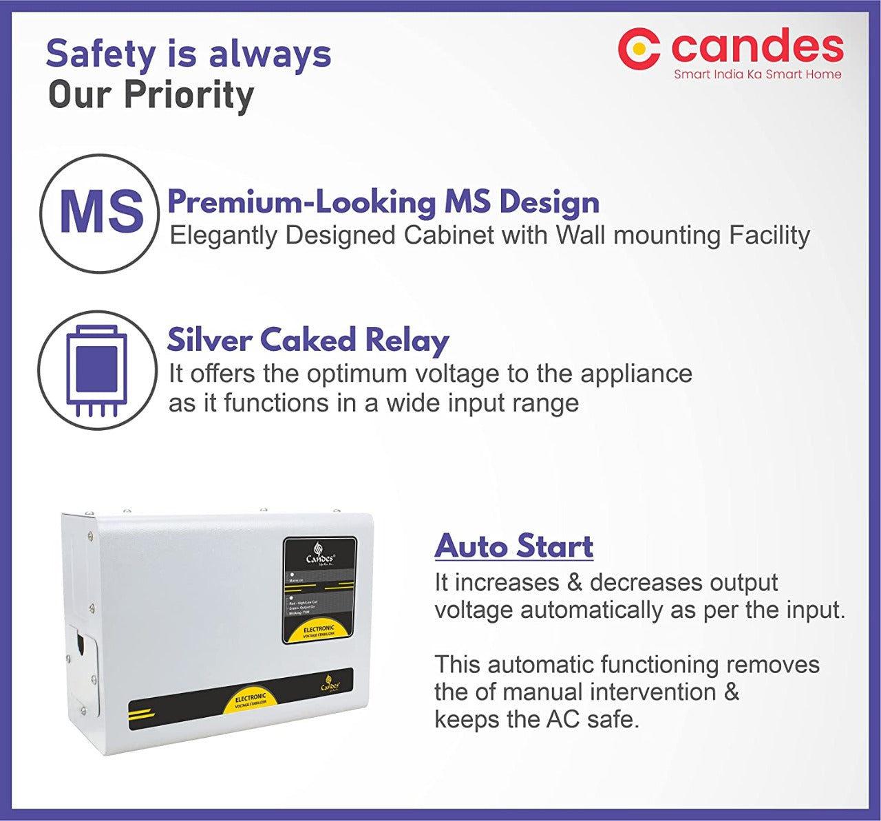 Candes-store Crystal Stabilizers for Inverter/Split/Window AC upto 2 Ton 5KVA (150 V-285 V) - view 3