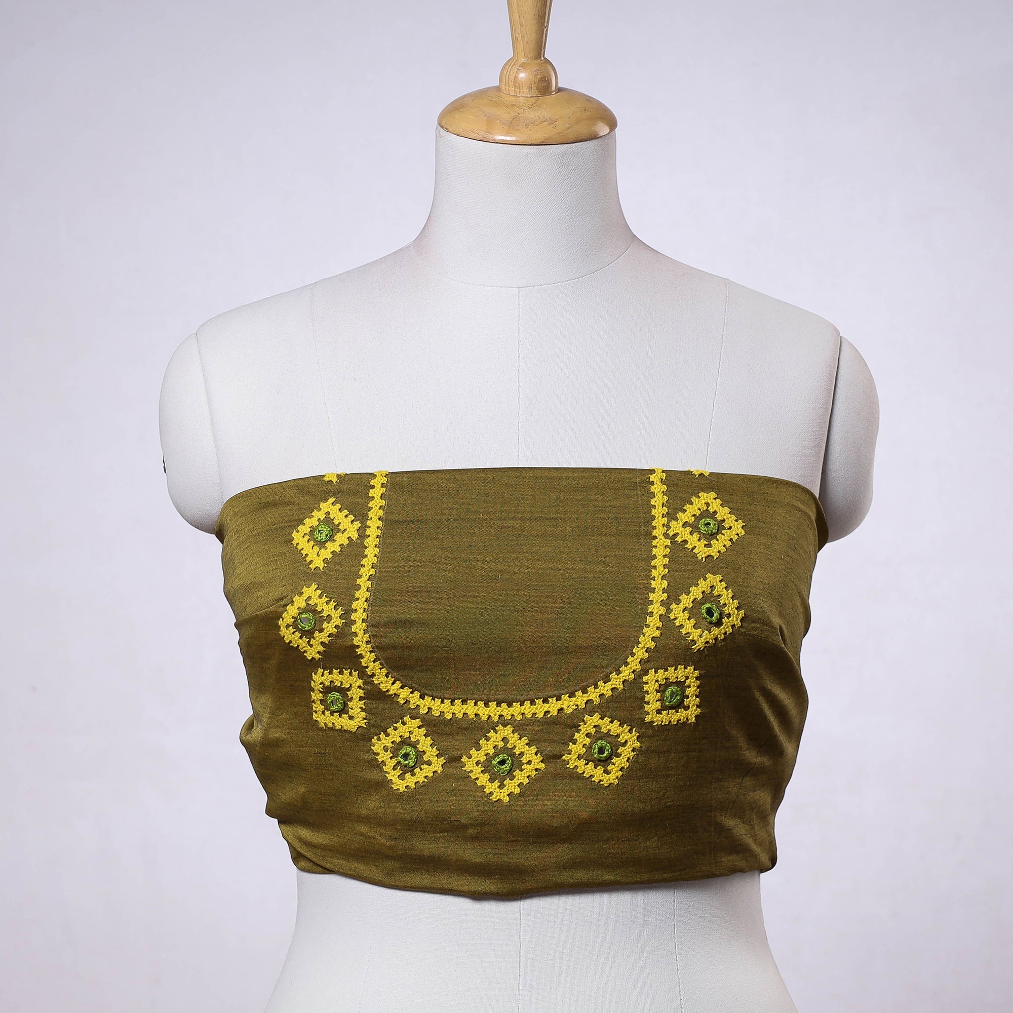 KACHCHH JI CHHAAP Brown - Kutch Embroidery Silk Cotton Blouse Piece