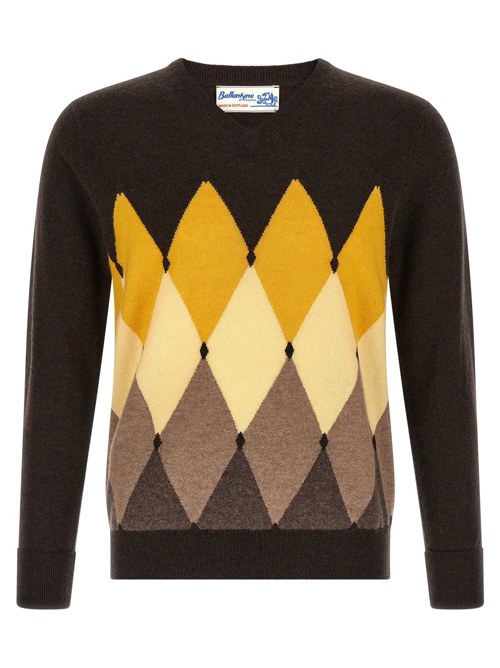 Ballantyne Classic Diamond Intarsia Sweater – 100% cashmere