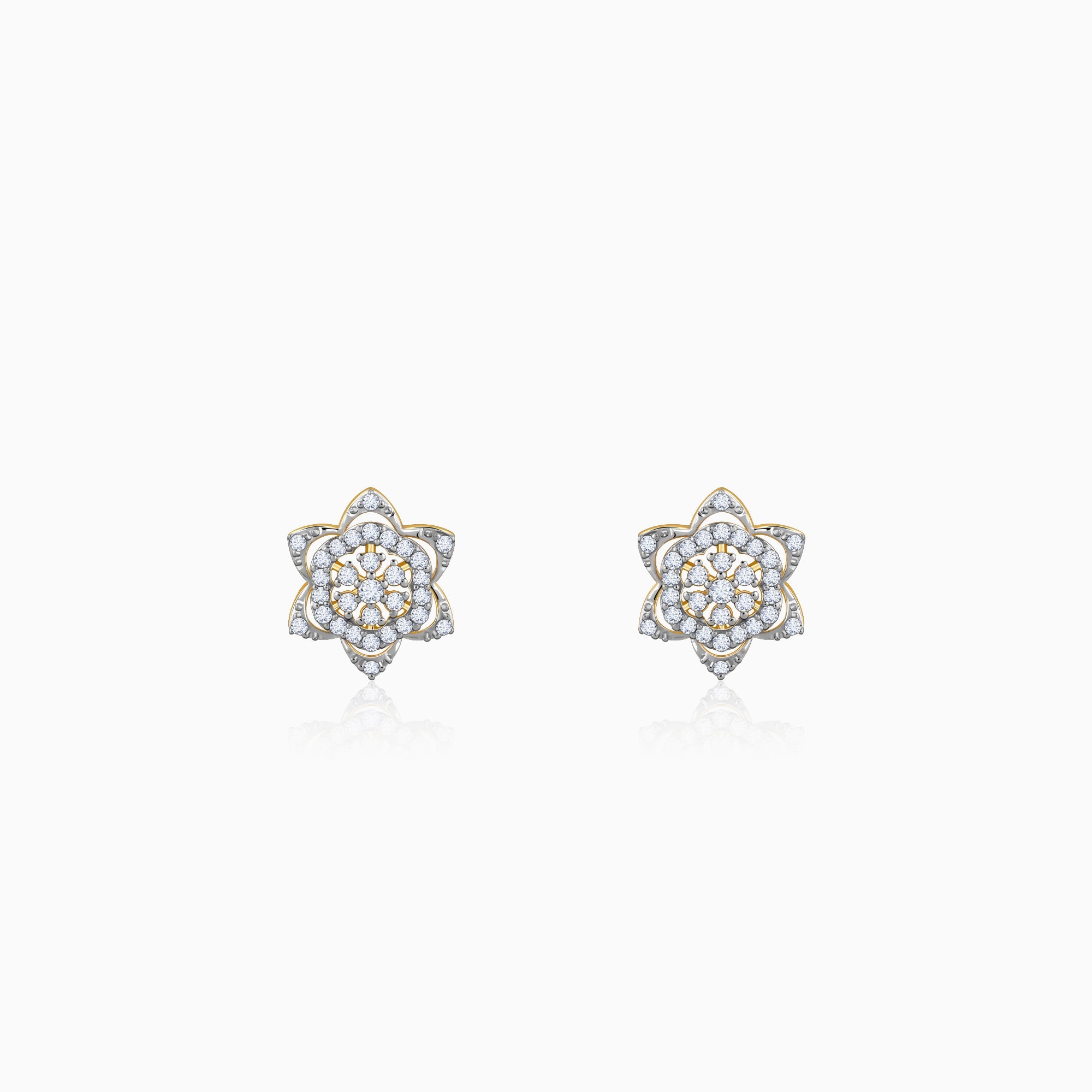 GIVA Jewellery Gold Bright Burst Diamond Earrings