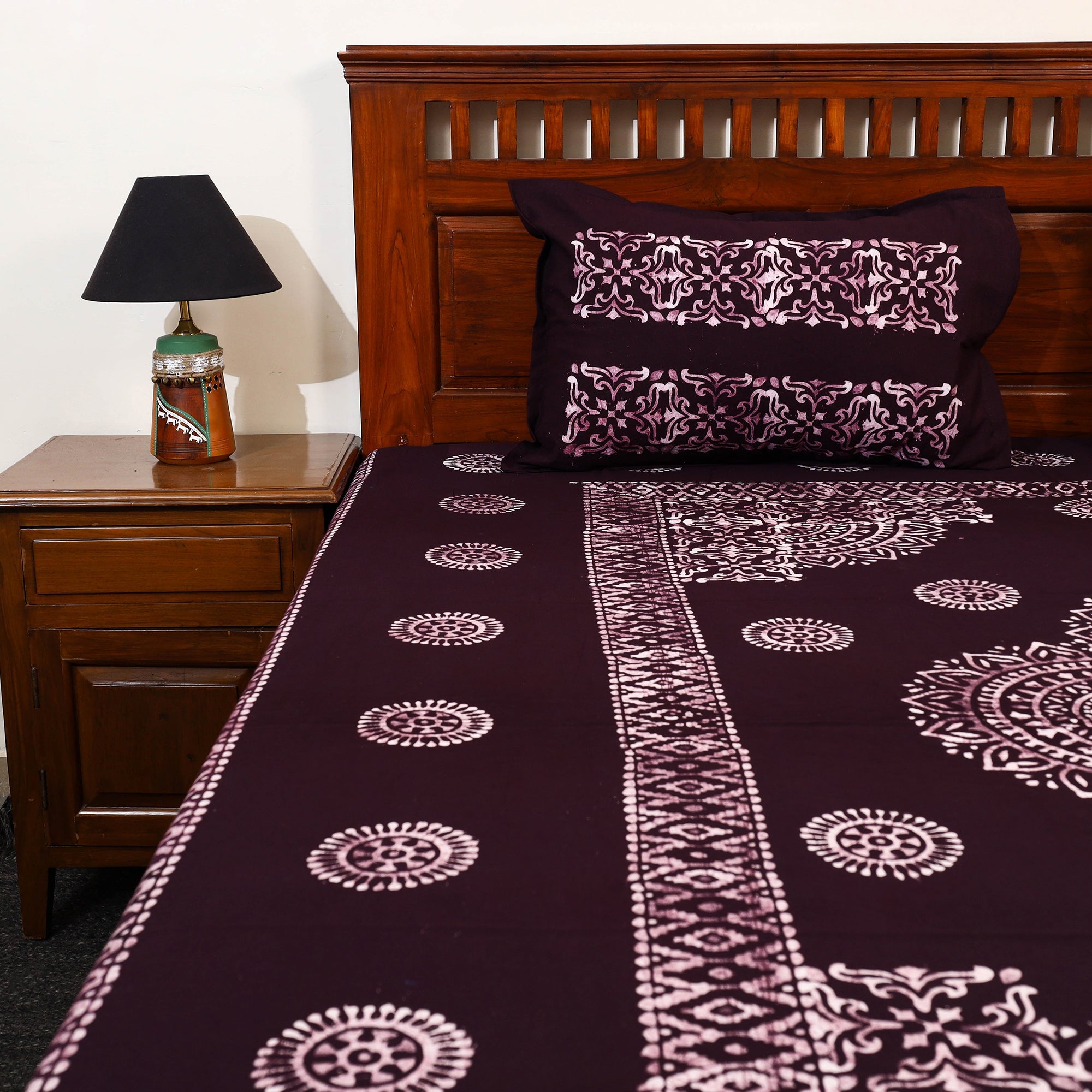 BATIK BY MD. SHARIFF Brown - Cotton Double Hand Batik Print Bed Sheet Set 47 - view 4