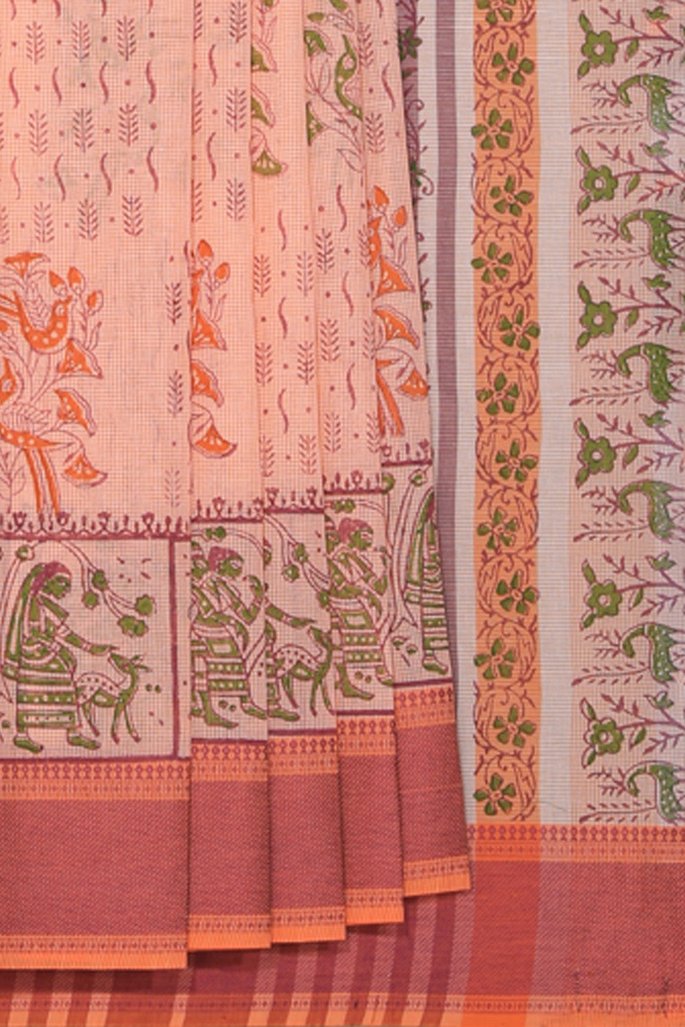 Kalanjali Ethnics Hand block printed cotton saree