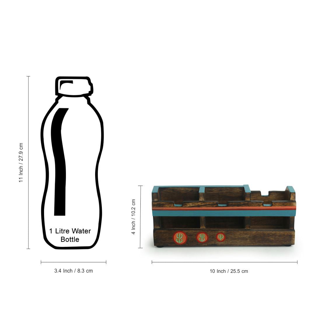 EXCLUSIVELANE 'Oasis Spaces' Handpainted Cutlery Holder In Mango Wood (4 Partitions) - view 7