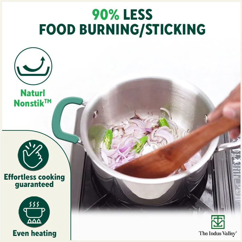 The Indus Valley TurboCuk Tri-ply Stainless Steel Biryani Cooking Pot/Casserole, Premium Quality, 3 Layer Thick Body, Cool Silicone Handles, 100% Toxi - view 4