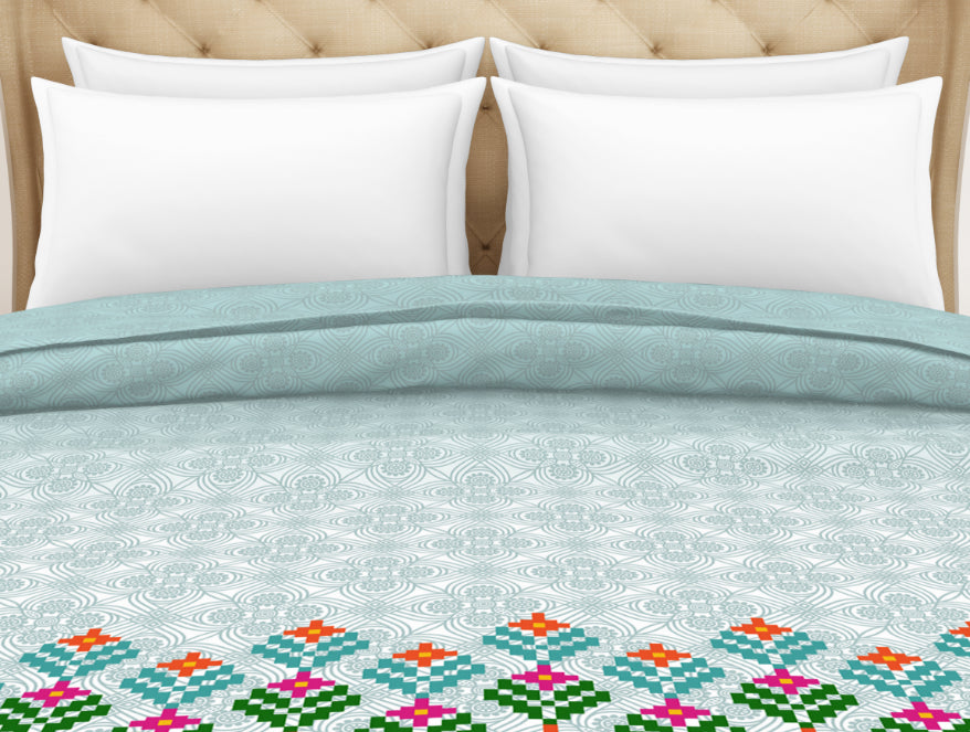 Spaces India Floral Teal - Blue 100% Cotton Shell Double Quilt / AC Comforter - Atrium Plus By Spaces - view 4