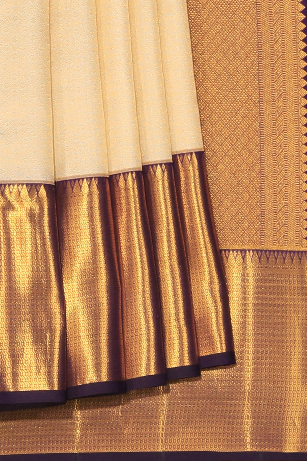 Kalanjali Kanchipattu Brocade Cream Saree – Women's