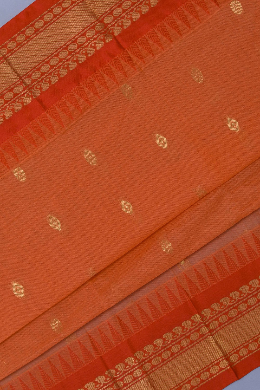 Kalanjali Gadwal Cotton Orange Saree – Women's - view 2