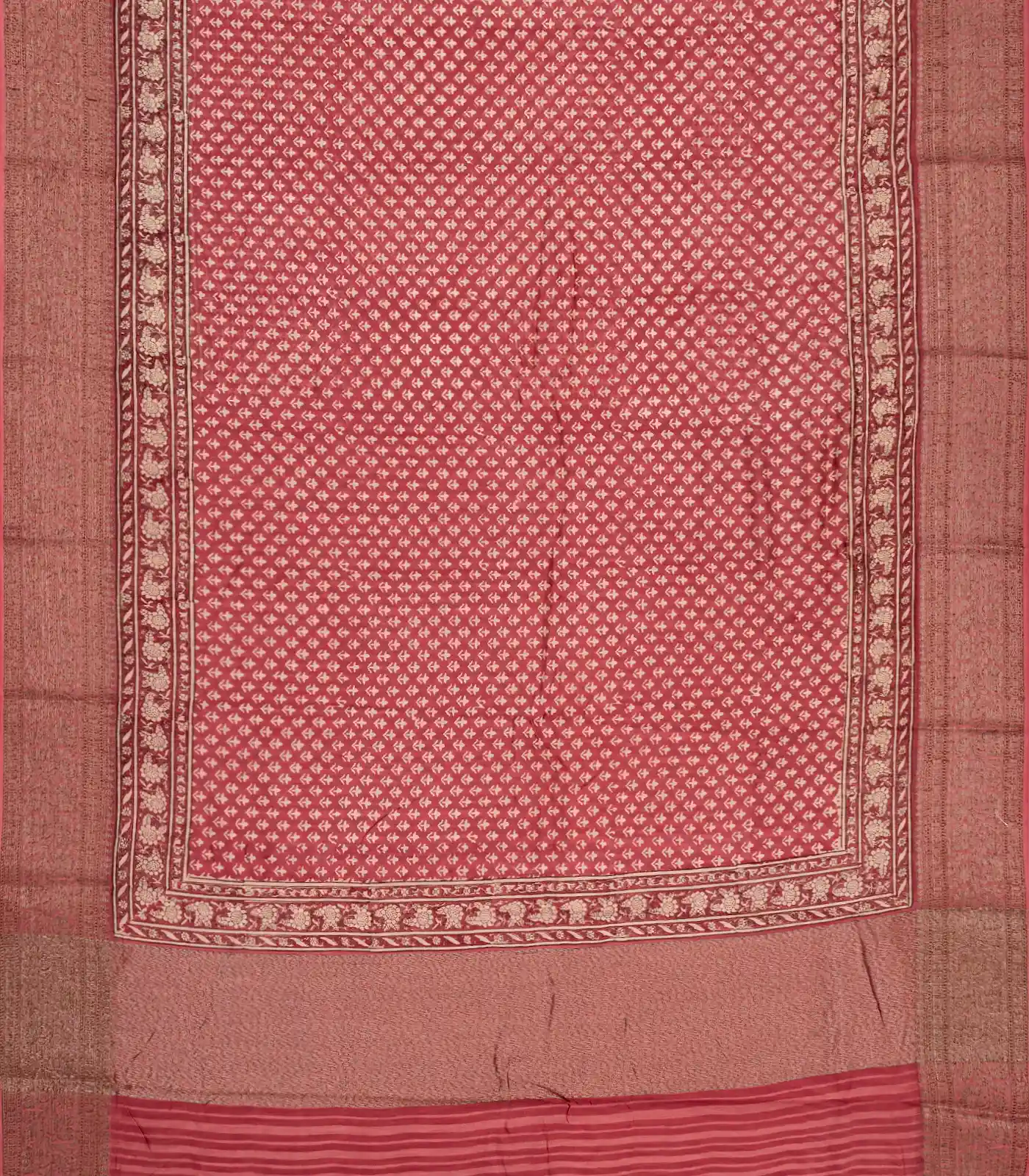 RmKV Dusty Pink Handloom Chanderi Cotton Saree Printed With Floral Motifs - view 2
