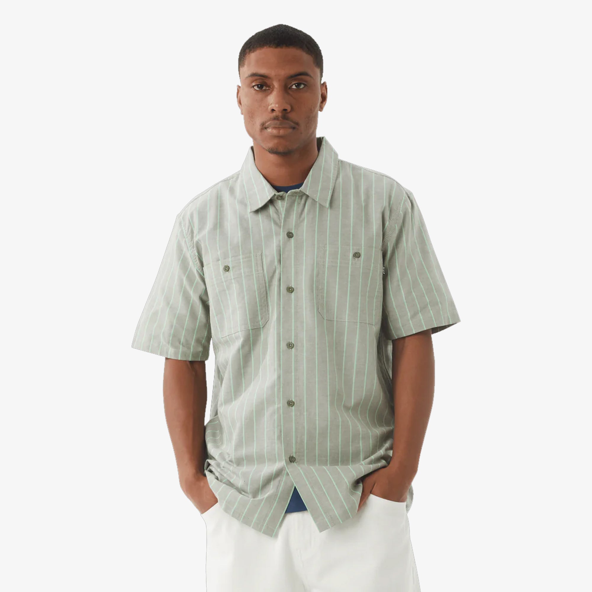 Huf | Parker Work Shirt { White/green