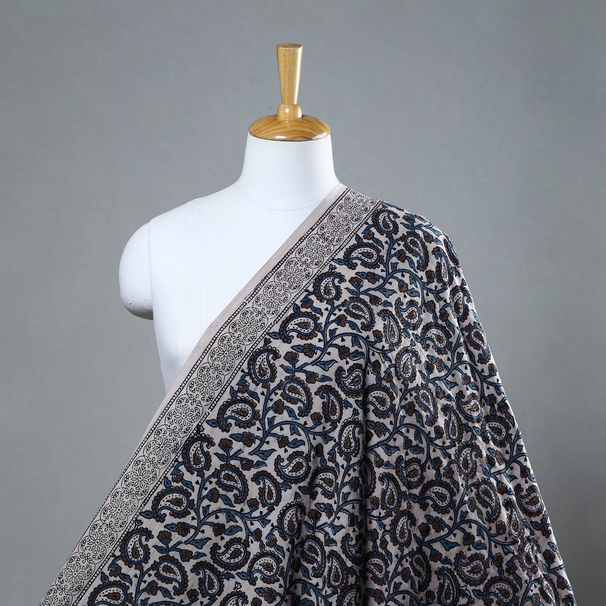 BAGH PRINTS BY UMAR FARUK KHATRI Brown - Natural Dyed Cotton Bagh Print Fabric 02