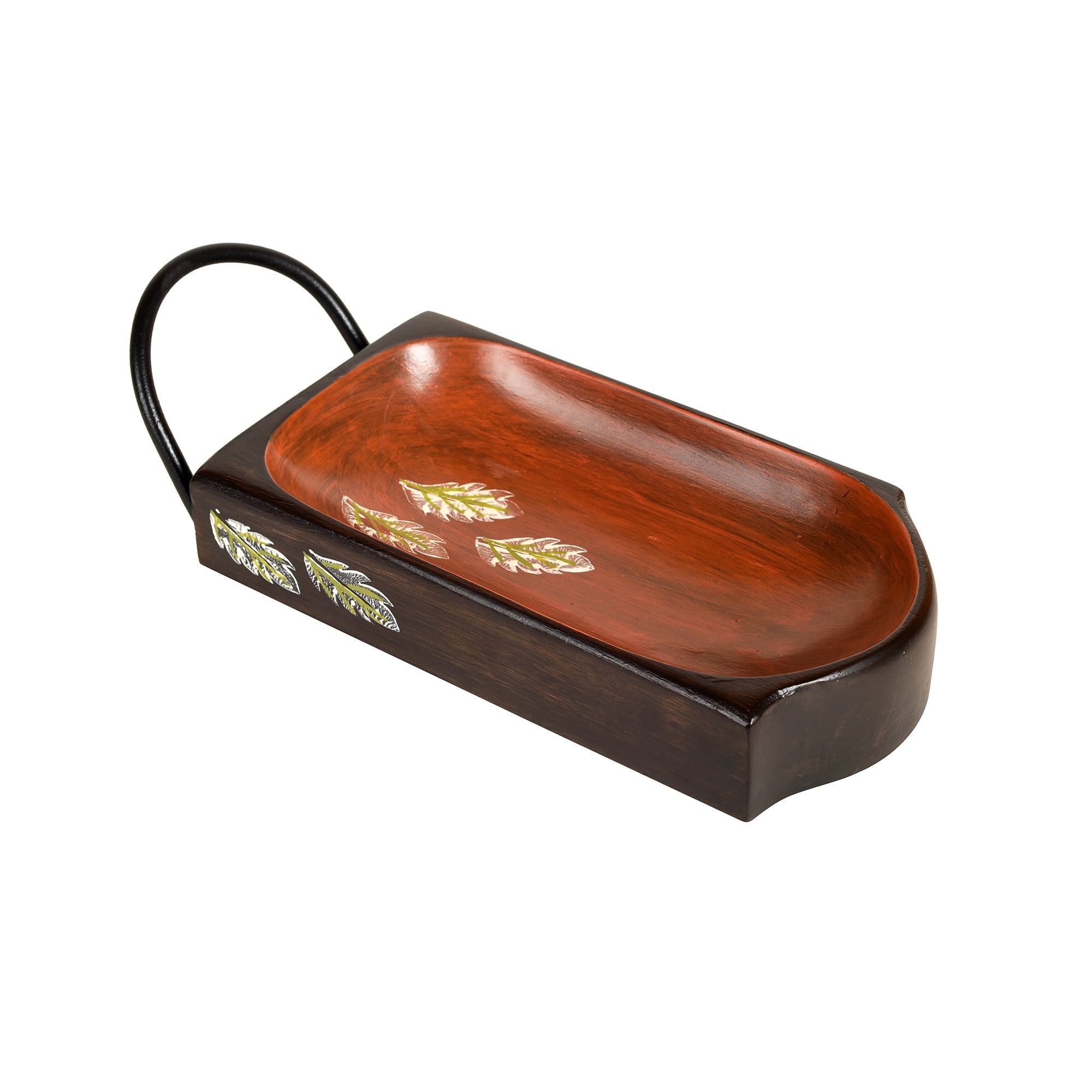 ART CREATIONS BY SUMAN SONTHALIA Brown - Chips n Snacks Server with Sleek Metal Handle (9x4x2.5) - view 2