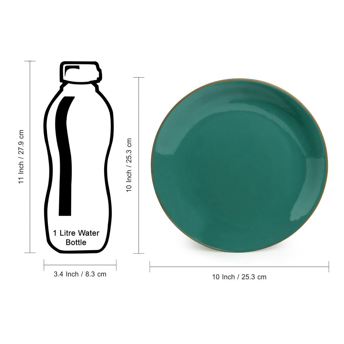 EXCLUSIVELANE 'Earthen Turquoise' Hand Glazed Dinner Plates With Serving Bowls & Katoris In Ceramic (10 Pieces, Serving for 4, Microwave Safe) - view 8