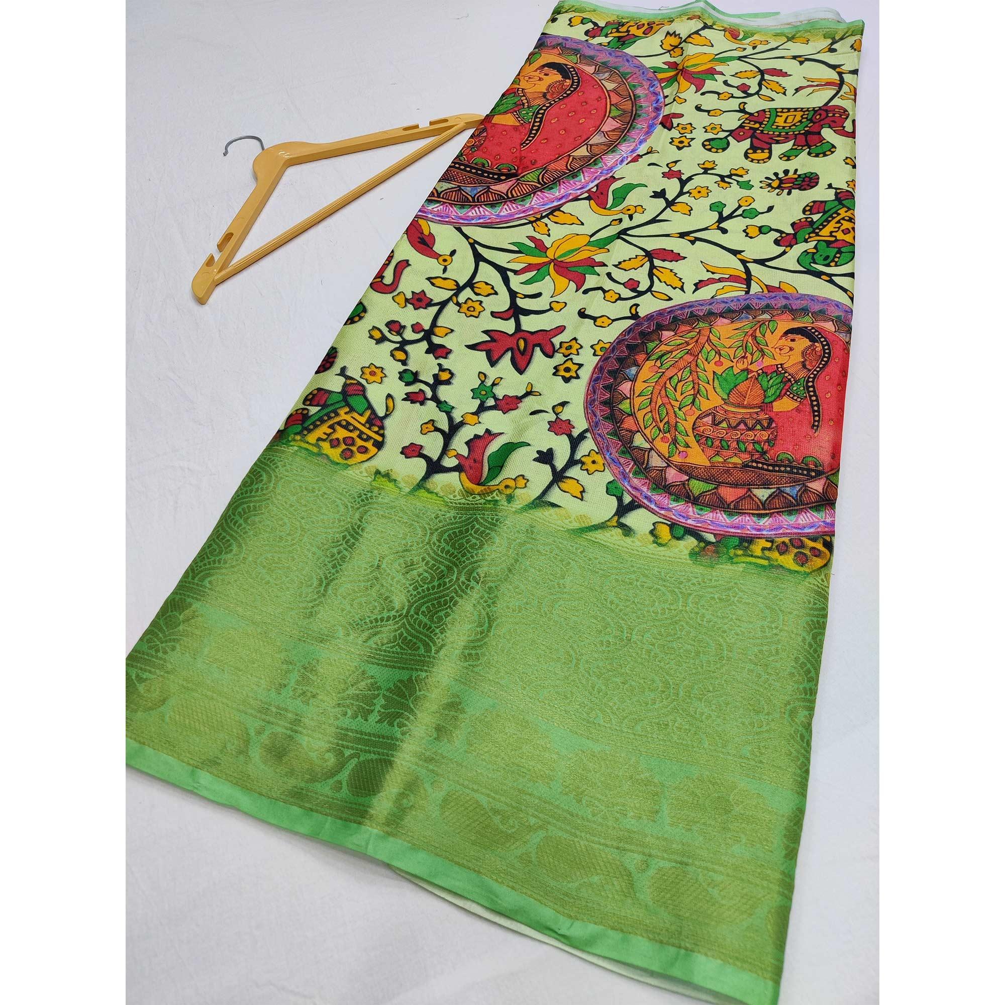 Peachmode Cream Digital Printed Khaadi Saree – Women's - view 3