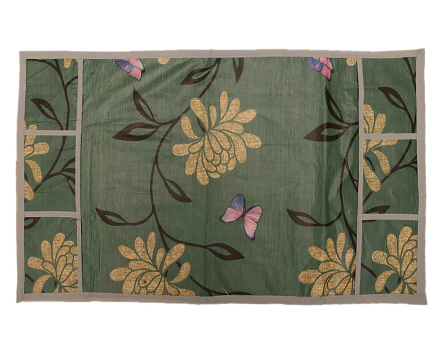 Heart Home Floral Print PVC Fridge Top Cover, Protect for Scratches with 6 Utility Side Pockets (Green) - view 2