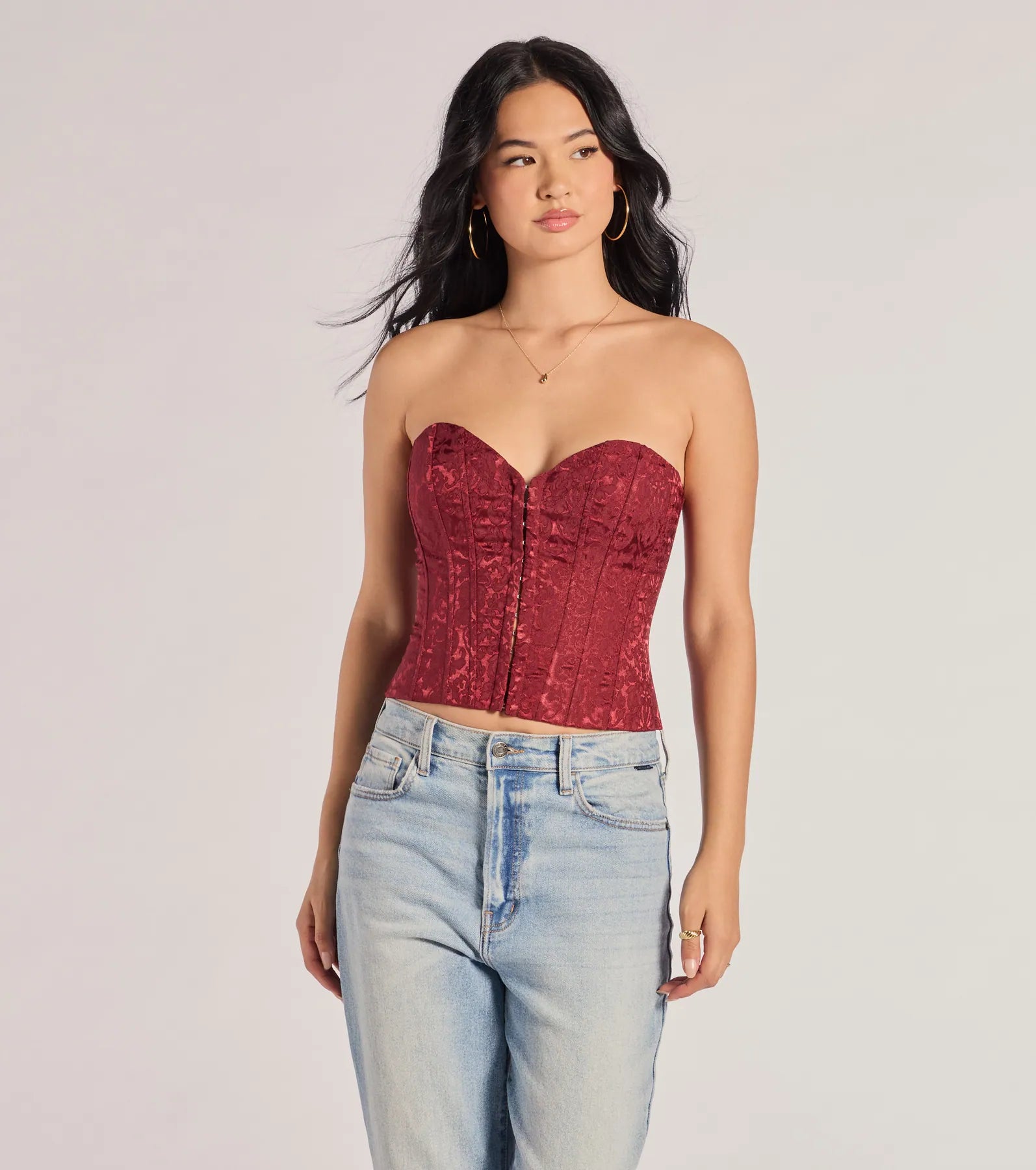 Windsor Chic Status Brocade Satin Strapless Corset Top