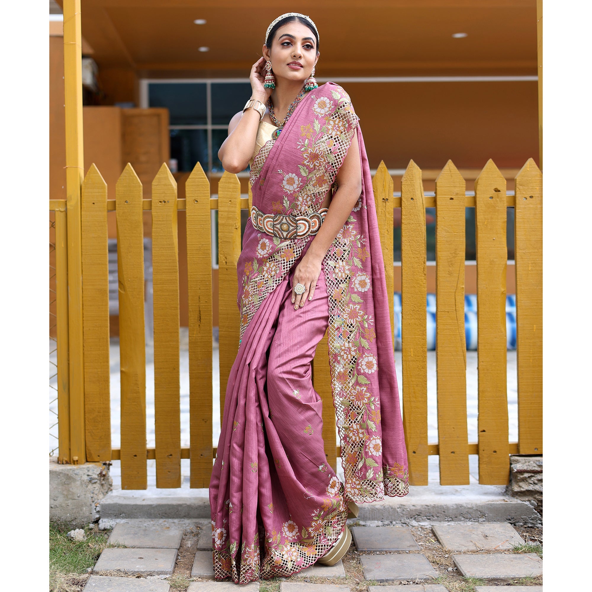 TASARIKA COUTURE Apeksha Lavender Silk Handwork Saree - view 2