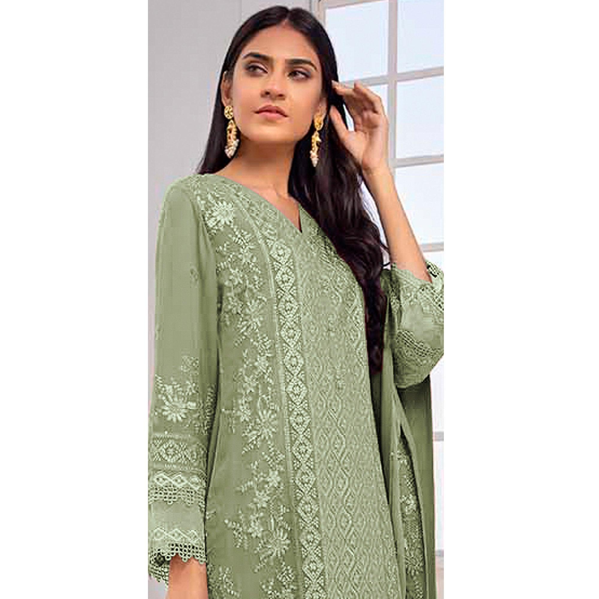 BlackTree green-embroidered-georgette-pakistani-suit-145083 - view 5