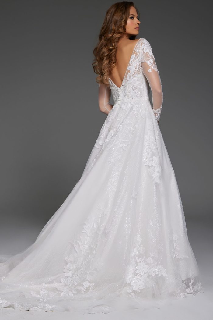 Jovani JB43317 A Line Bridal Gown Sequin Long Wedding Dress - view 2