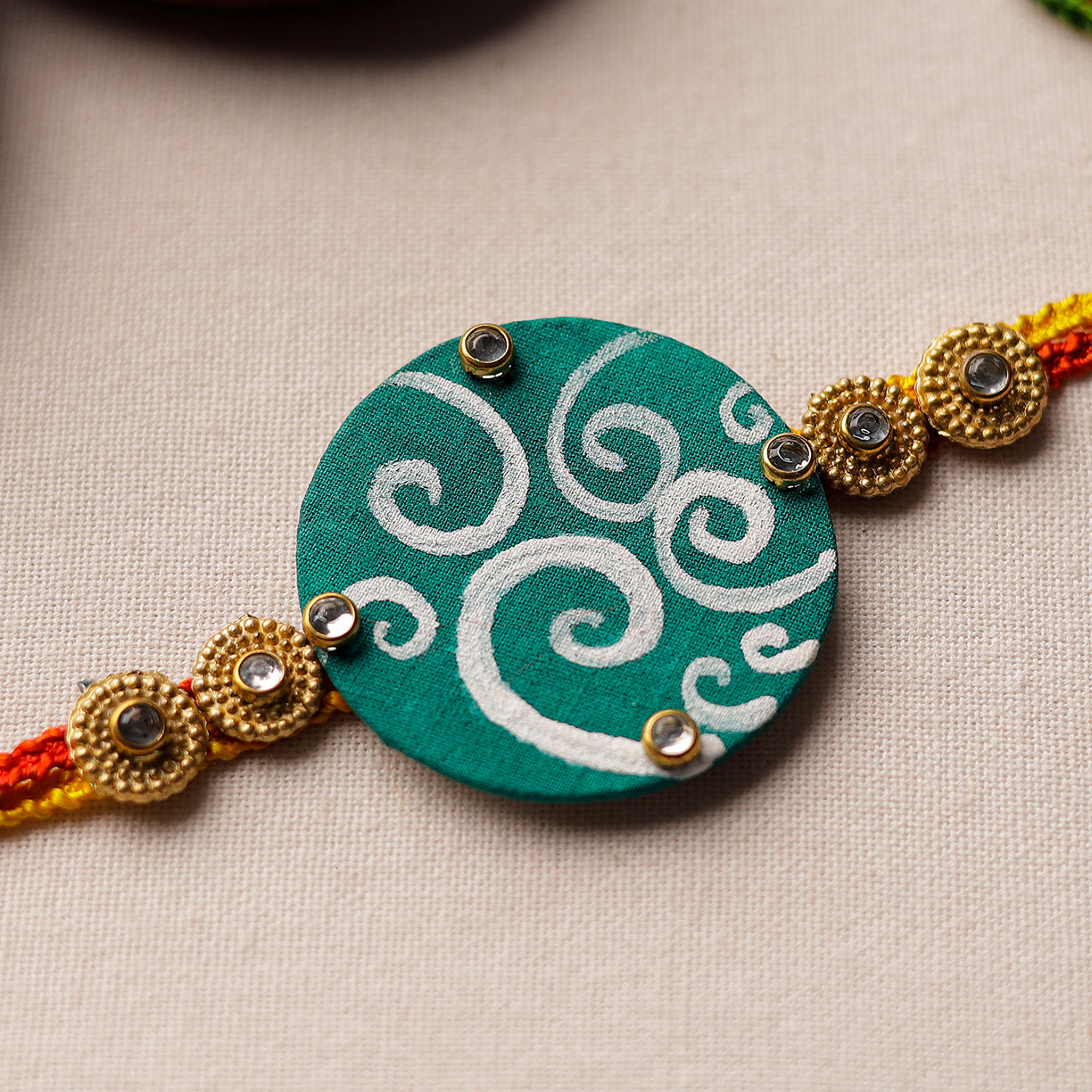 KHUSHBASH - HAPPY LOOM OF EAST Bishnupur Handpainted Fabric Rakhi 12 - view 2