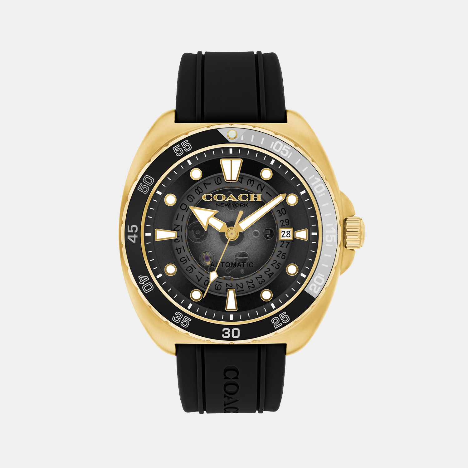 Coach Charter Men Automatic Black Dial Analog Silicone Watch 14602718