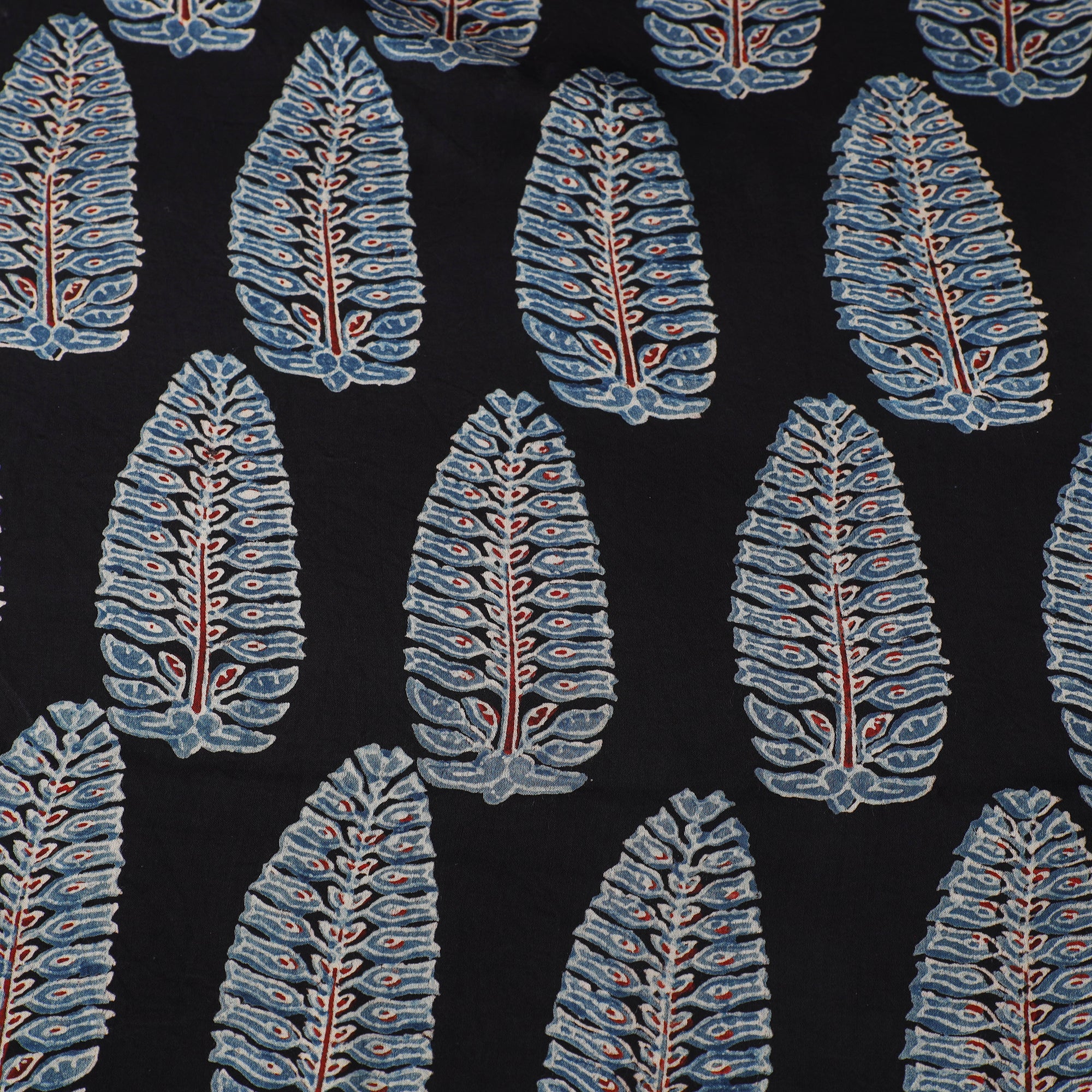 AJRAKH BY JABBAR KHATRI Black - Ajrakh Block Printed Modal Silk Fabric from Kutch 13 - view 4