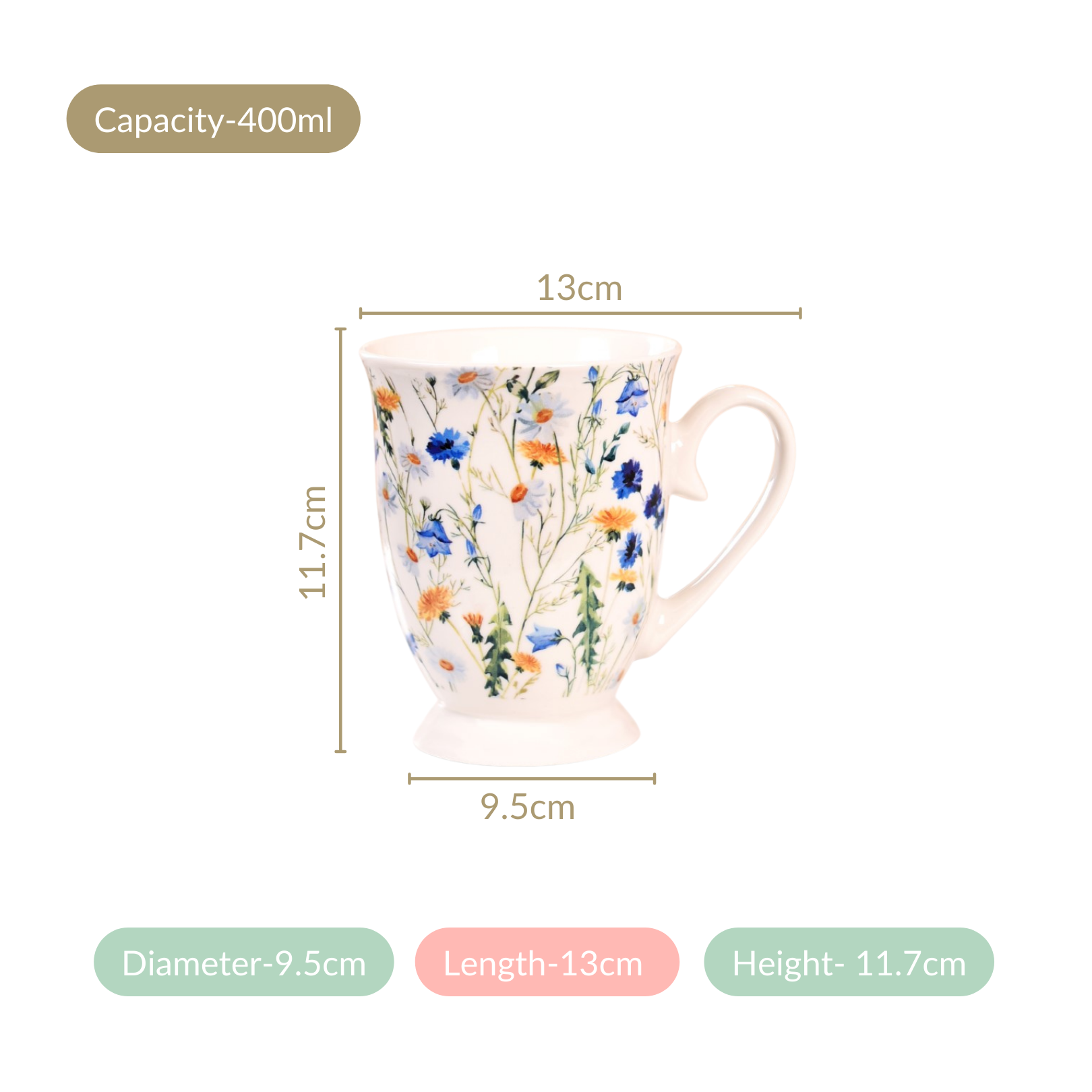 Nestasia Victorian Garden Ceramic Coffee Mug Set Of 2 Blue 400ml - view 4
