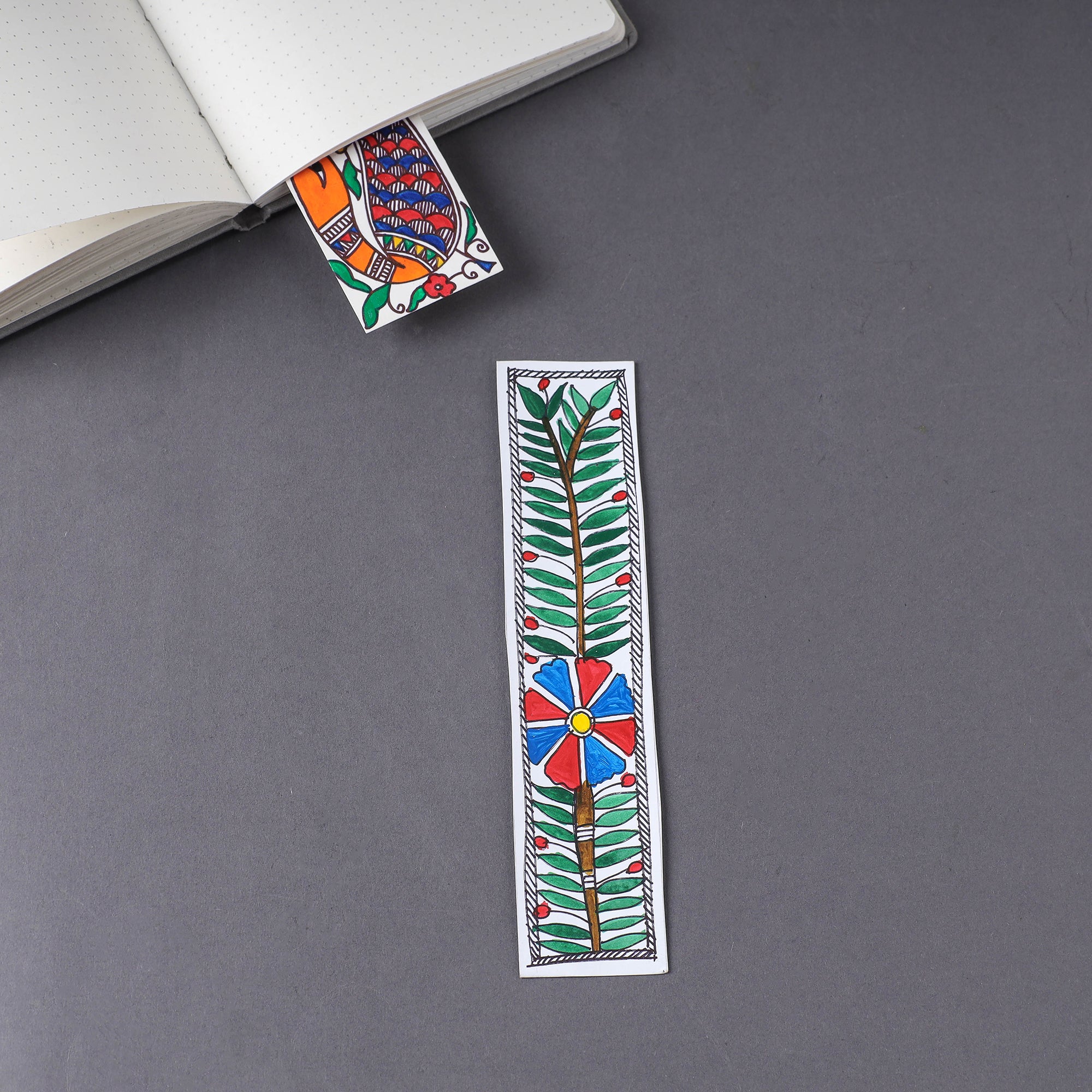 ITOKRI CRAFTS INITIATIVE Assorted - Madhubani Handpainted Bookmark (7.5 x 2 in)