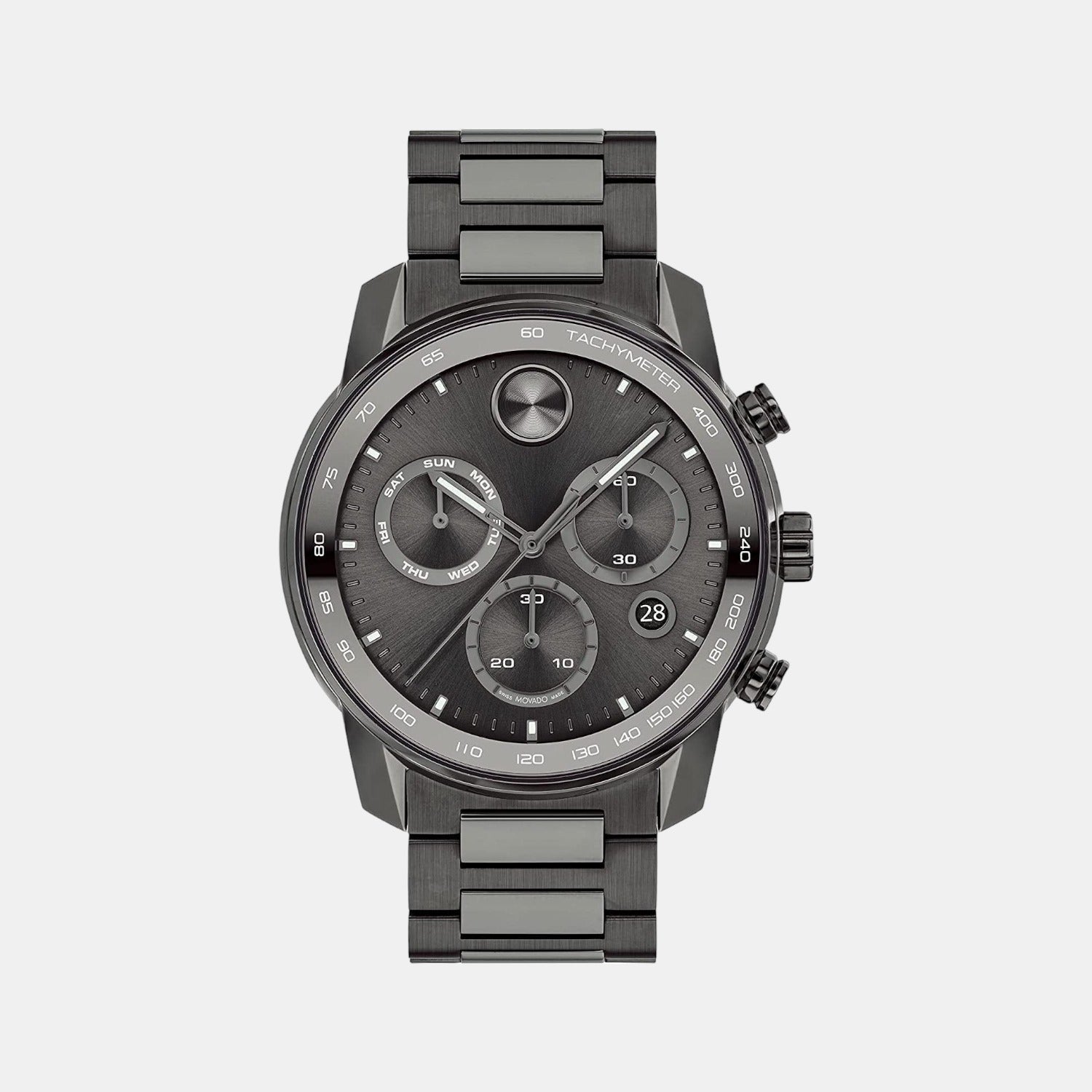Movado Bold Men Quartz Grey Dial Chronograph Stainless Steel Watch 3600743