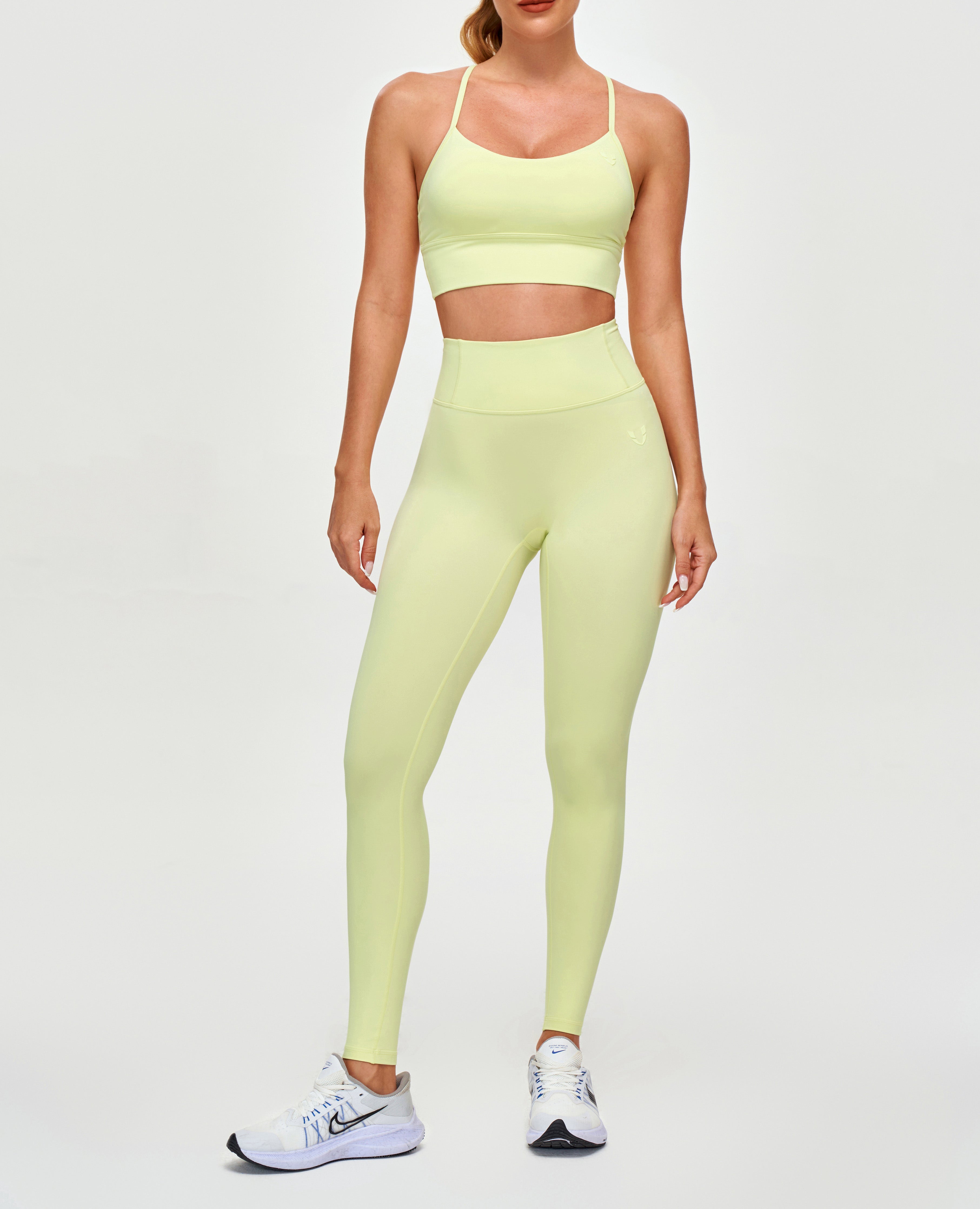 FIRM ABS High Waisted Workout Leggings - Light Yellow - view 7