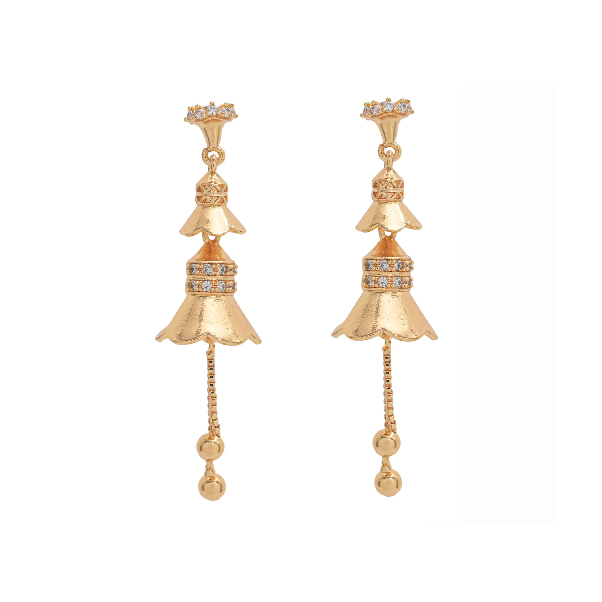 Branta Golden Grace Jhumka Earrings - view 2
