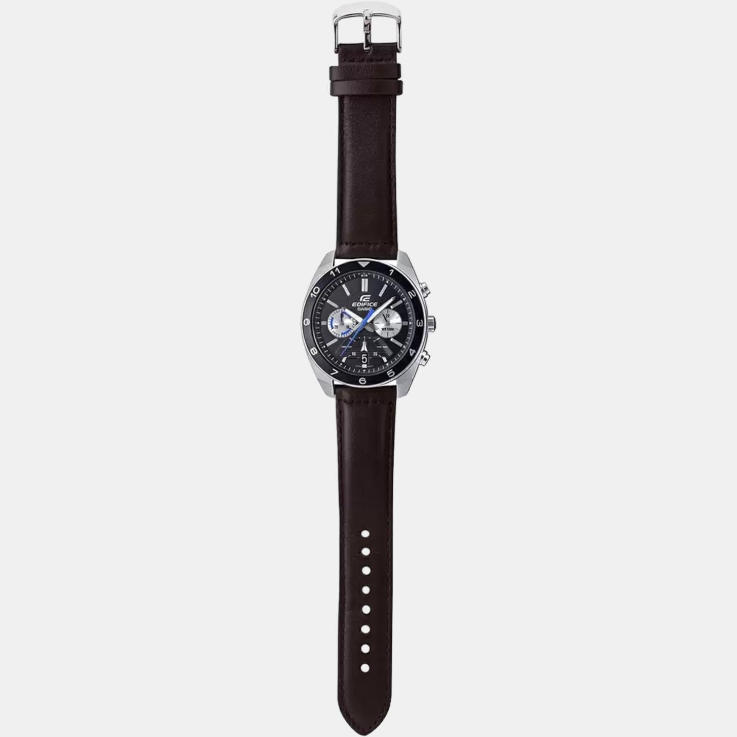 Casio Edifice Men Quartz Black Dial Chronograph Leather Watch ED486 - view 6