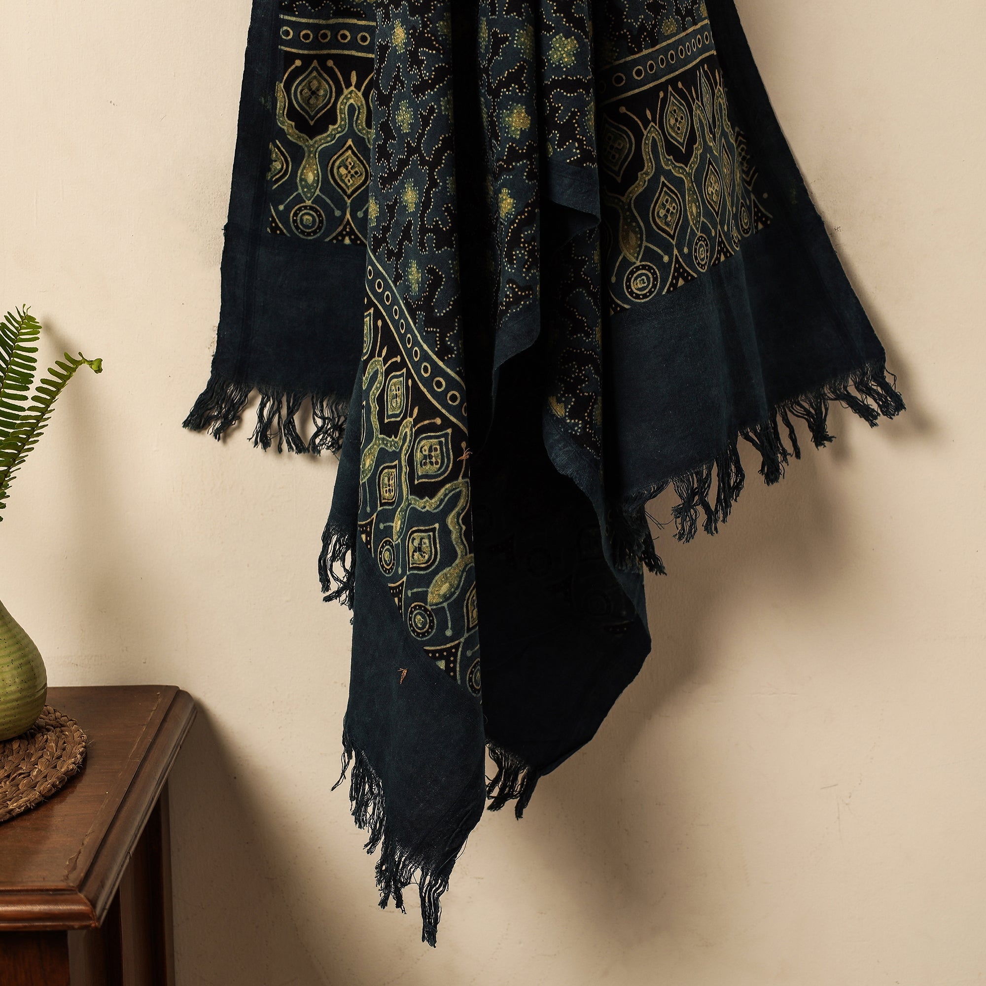 KACHCHH JI CHHAAP Blue - Block Print Cotton Ajrakh Handloom Towel - view 2