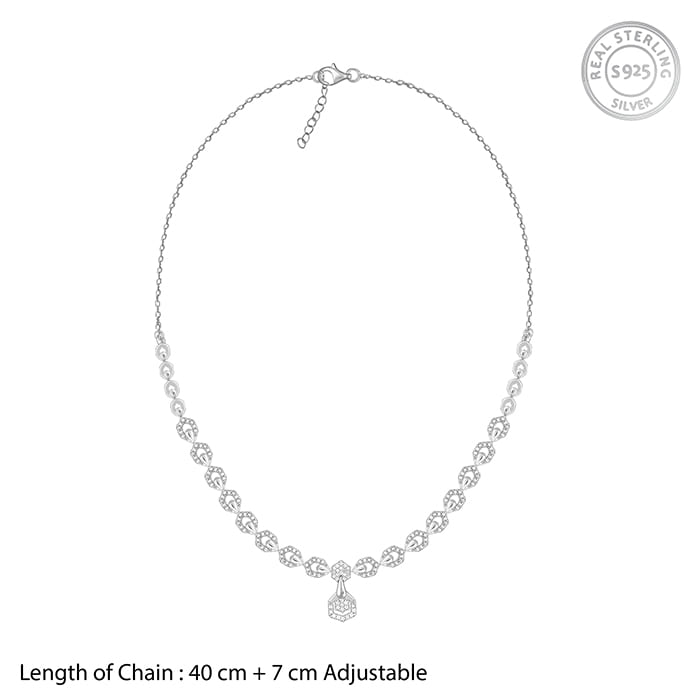 GIVA Jewellery Silver Glittering Hexagon Necklace - view 4