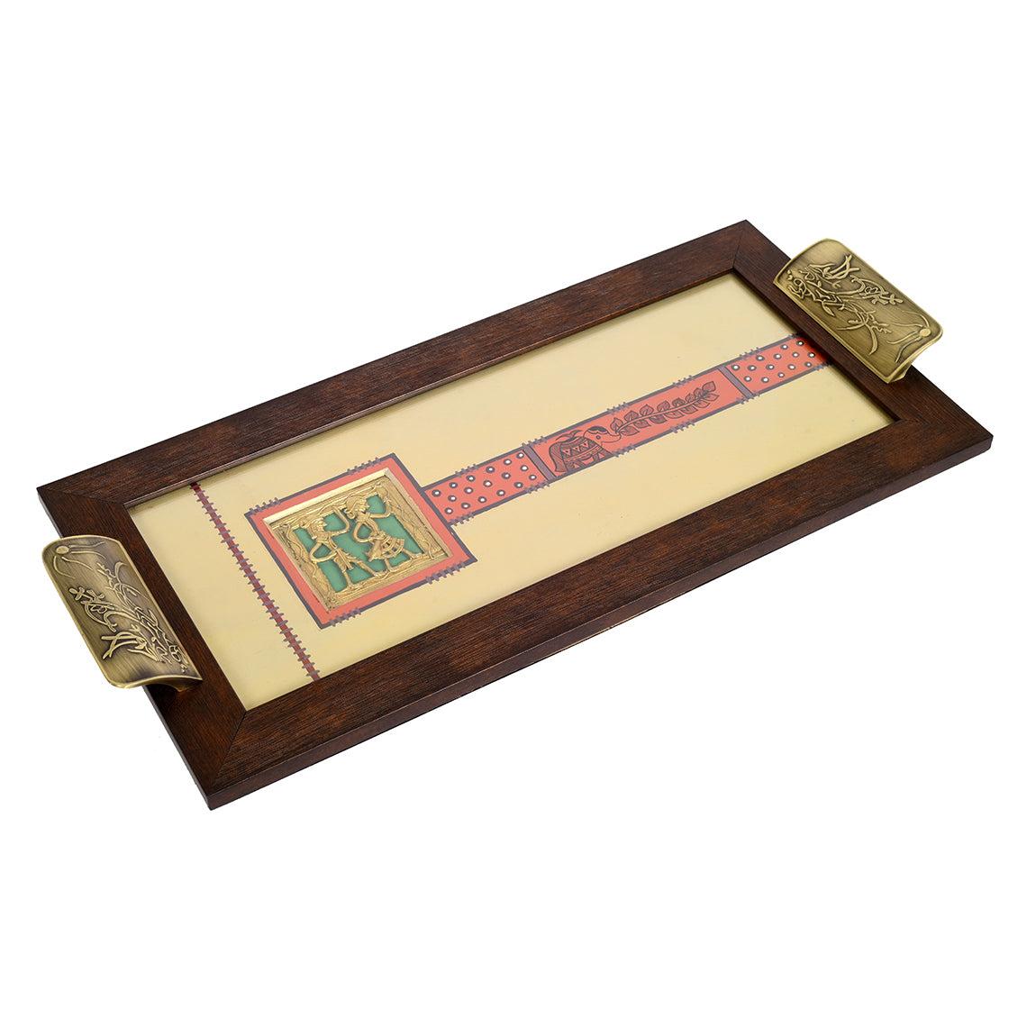 ART CREATIONS BY SUMAN SONTHALIA Beige - Aakriti Art Creations Wooden Rectangle Serving Tray - view 4