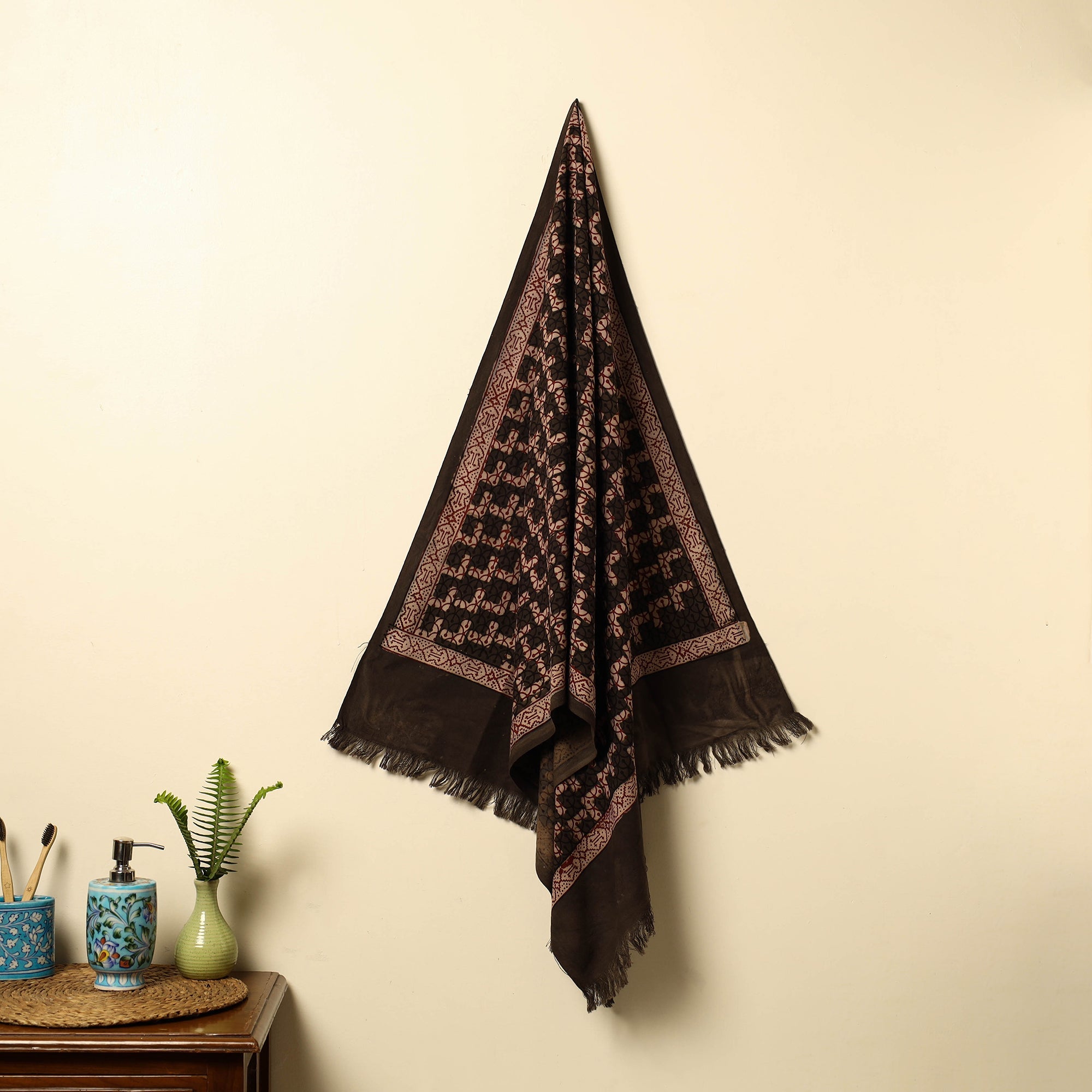 HAVELI CHRONICLES Brown - Pipad Block Printed Cotton Handloom Towel 19