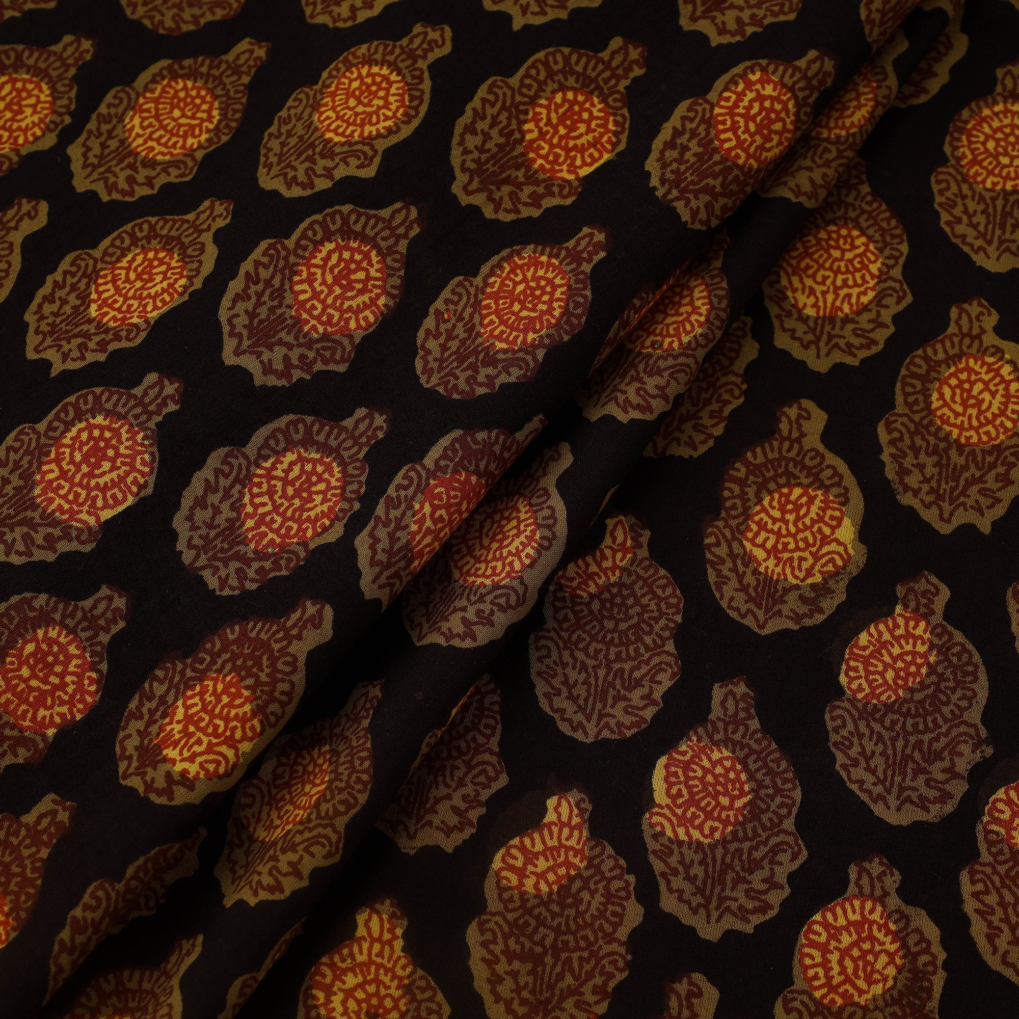 ARTISAN HAND BLOCK PRINTS Black - Block Print Cotton Jahota Fabric 29 - view 2