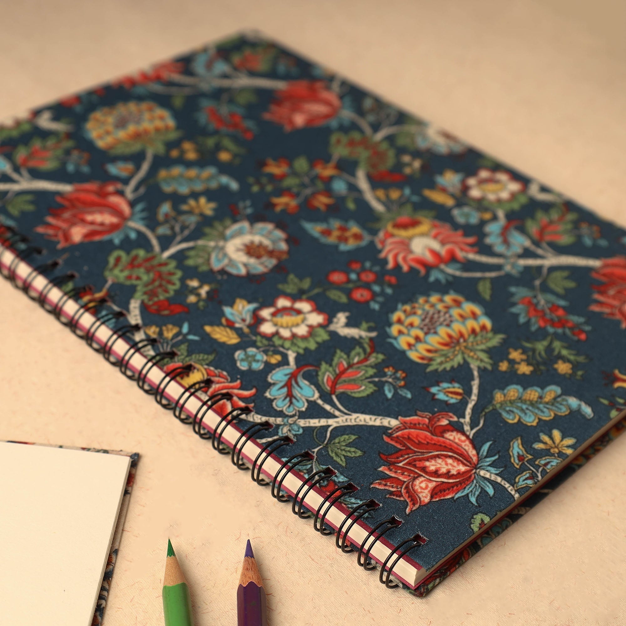 SUKRITI INPRINT Blue - Floral Printed Handcrafted Spiral Notebook (10 x 7 in) 10 - view 2