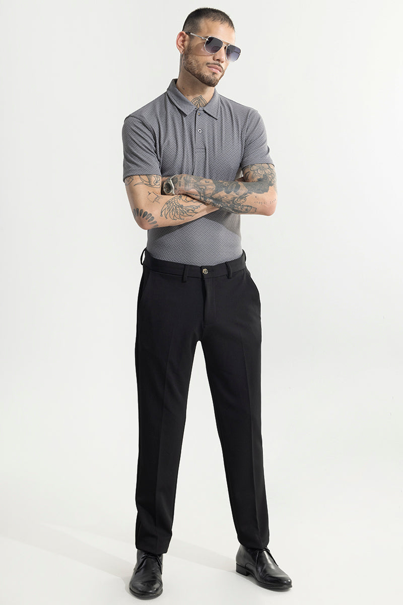 SNITCH Triline Knit Grey Polo T-Shirt - view 3