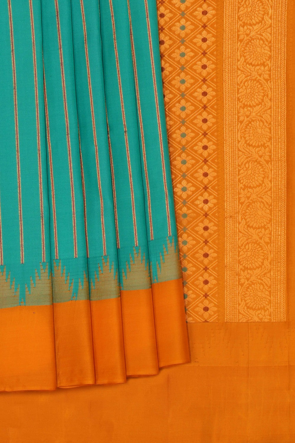 Kalanjali Gadwal Silk Sea Green Saree – Women's