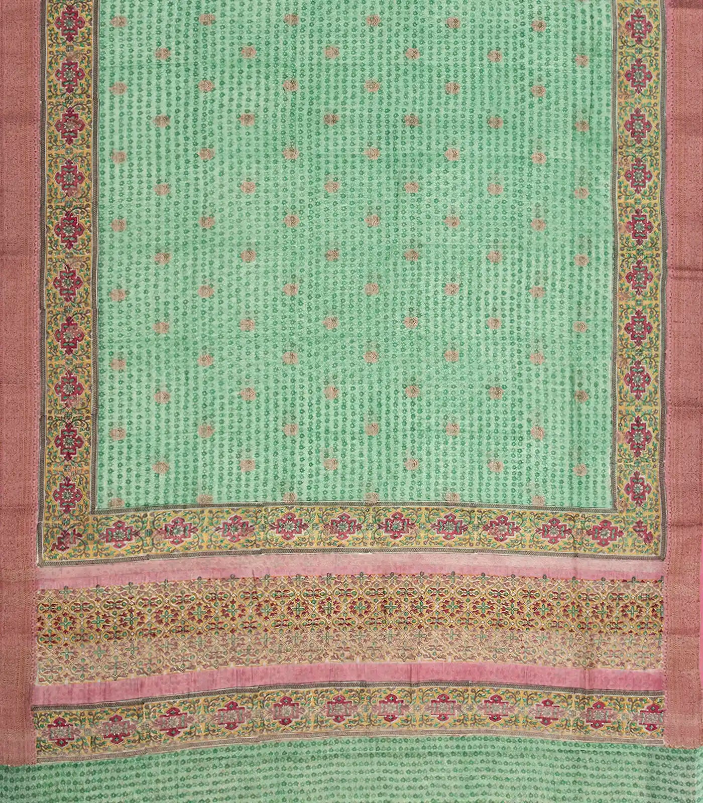 RmKV Light Green Chanderi Cotton Saree Printed With Floral Motifs & Buttas-Light Green - view 2