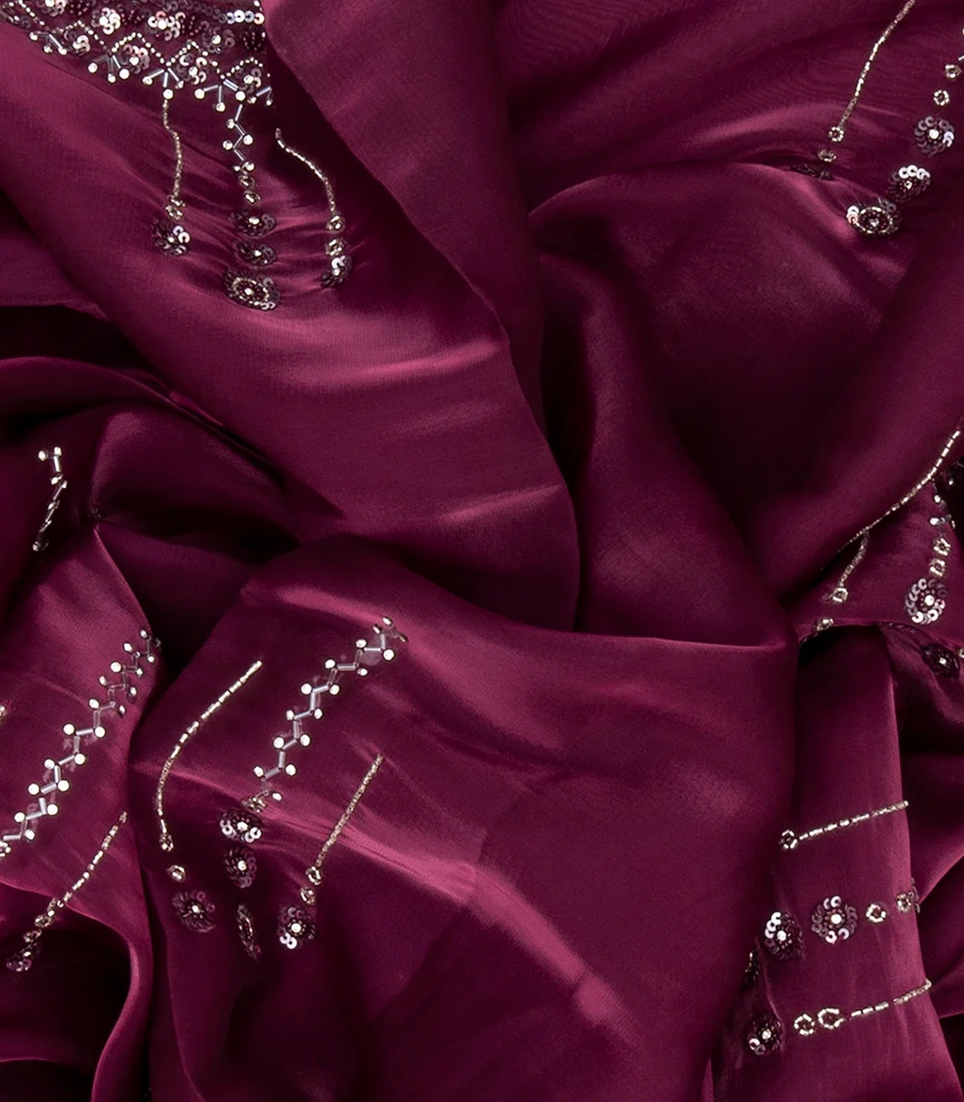 RmKV Burgundy Woven Viscose Saree With Embroidered Sequin Motifs-Burgundy - view 3
