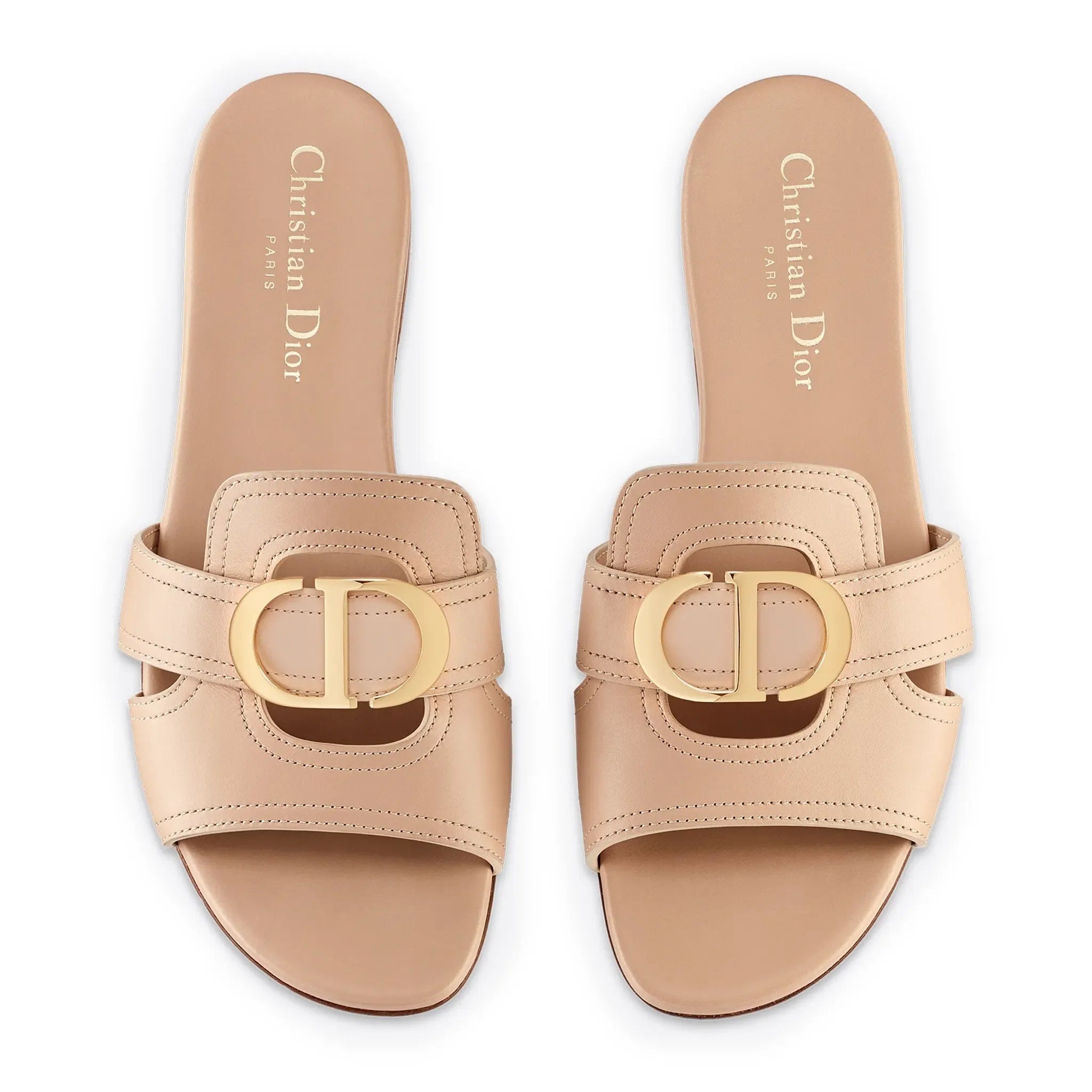 Dior 30 Montaigne Calfskin Beige Slides - view 3