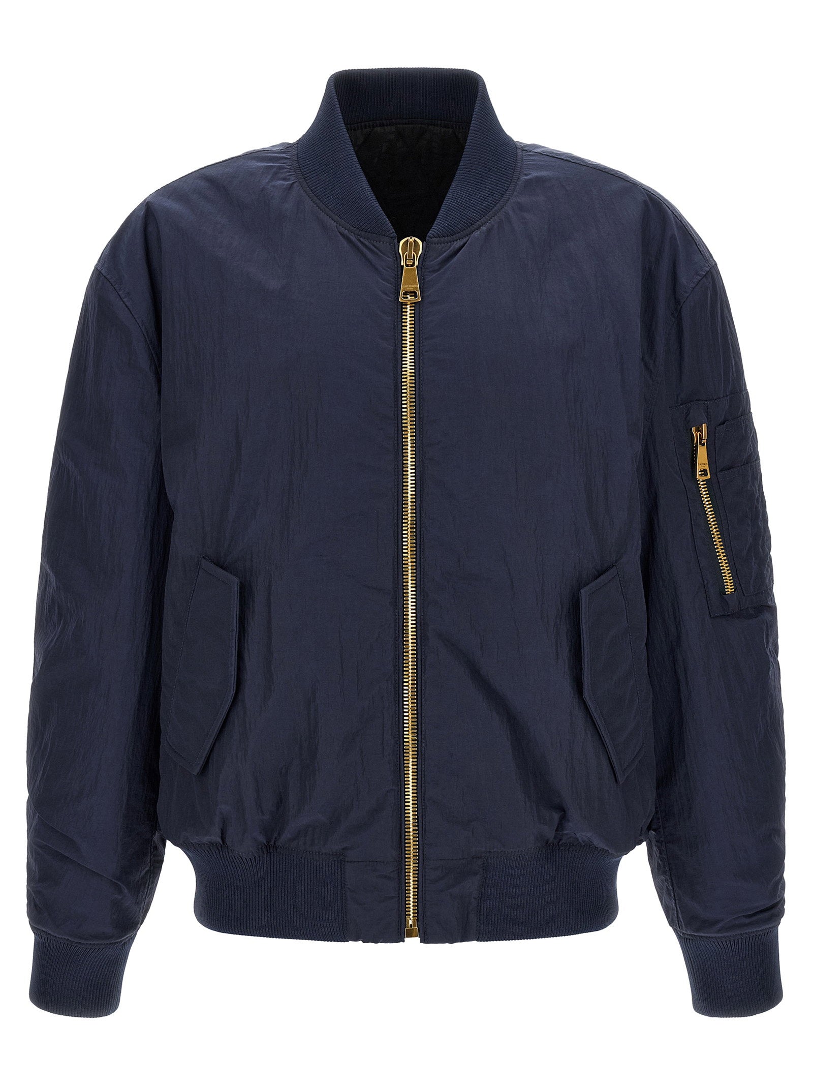 Balmain Logo Embroidery Bomber Jacket – 100% polyamide
