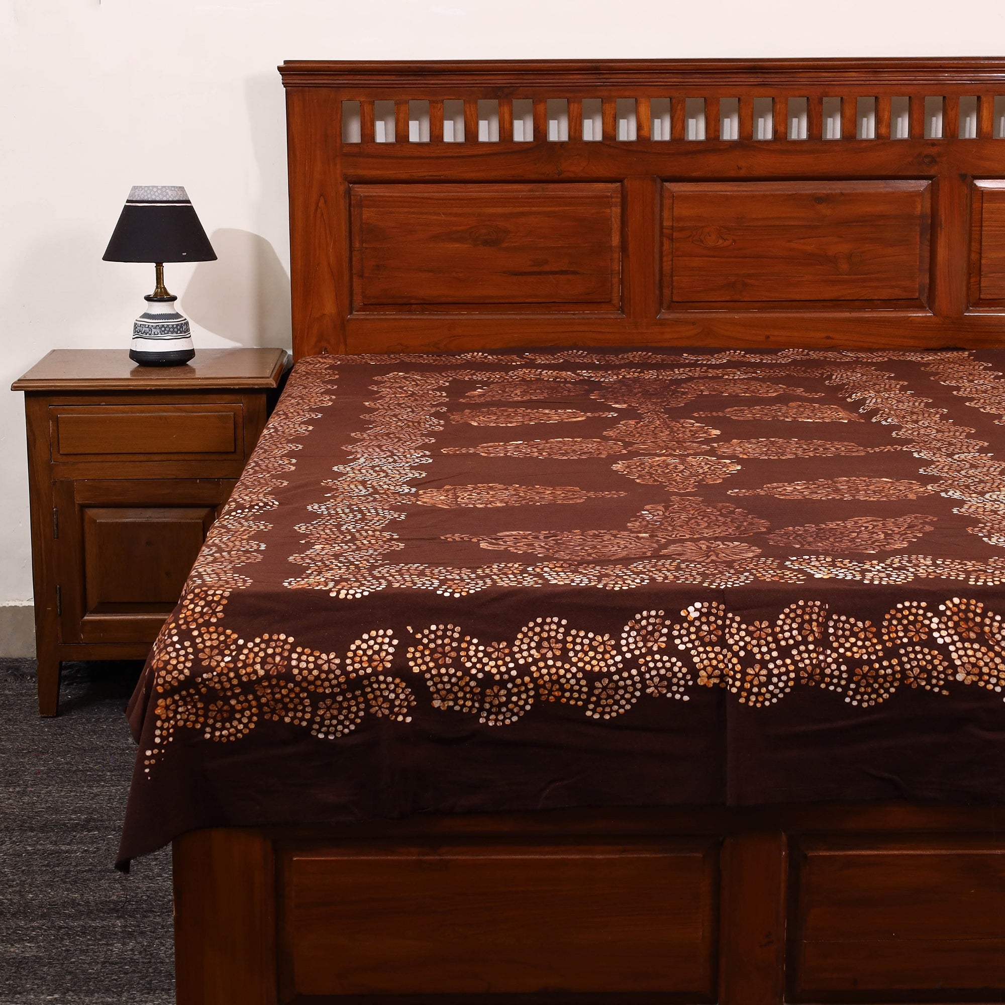 BATIK BY MD. SHARIFF Brown - Cotton Hand Batik Print Single Bedsheet (91 x 57 ) 14