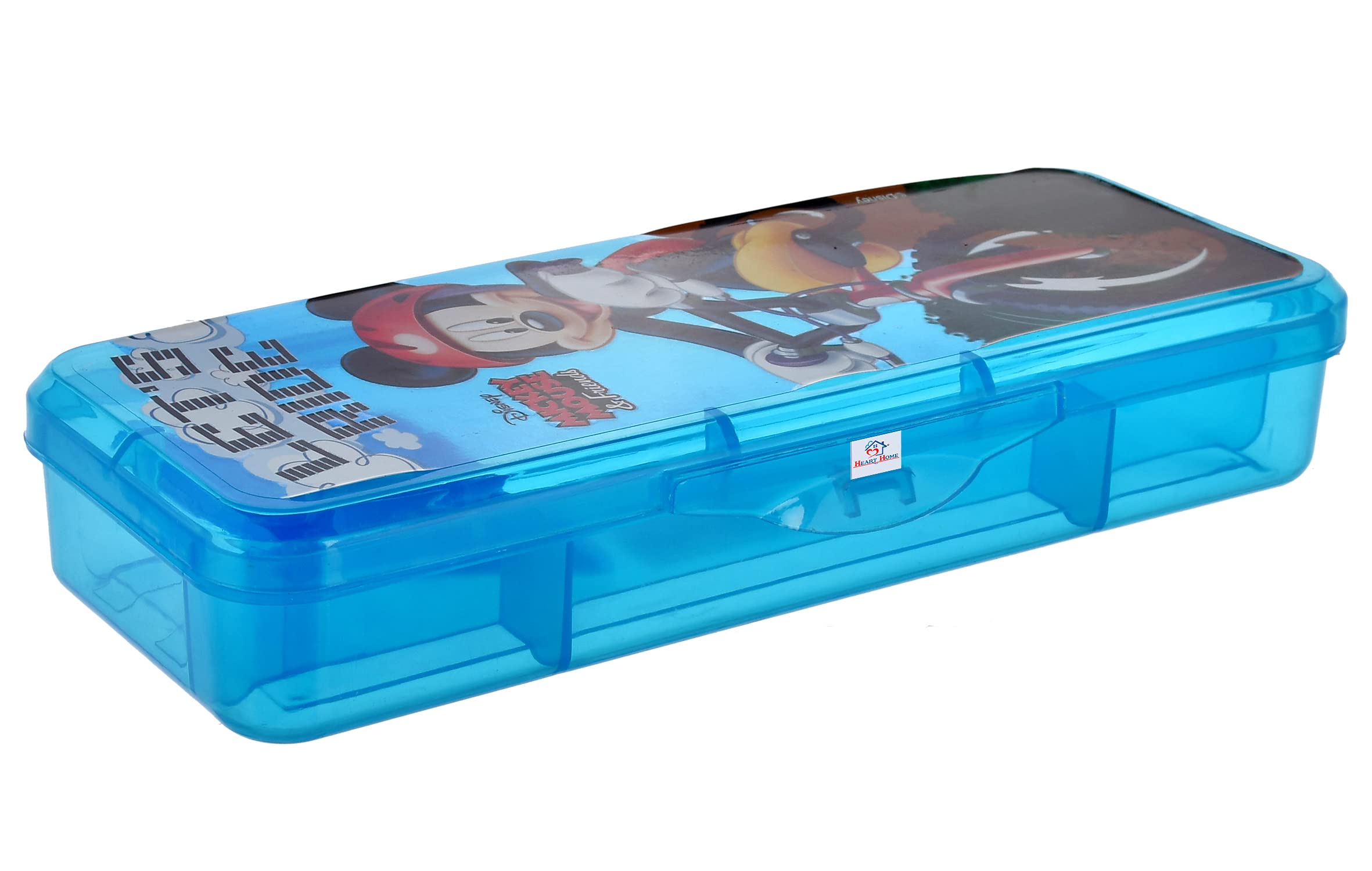 Heart Home Micky Mouse Printed Tranasparent Plastic Pencil Box Mini Organizer Storage Box for Kids (Blue) - view 2