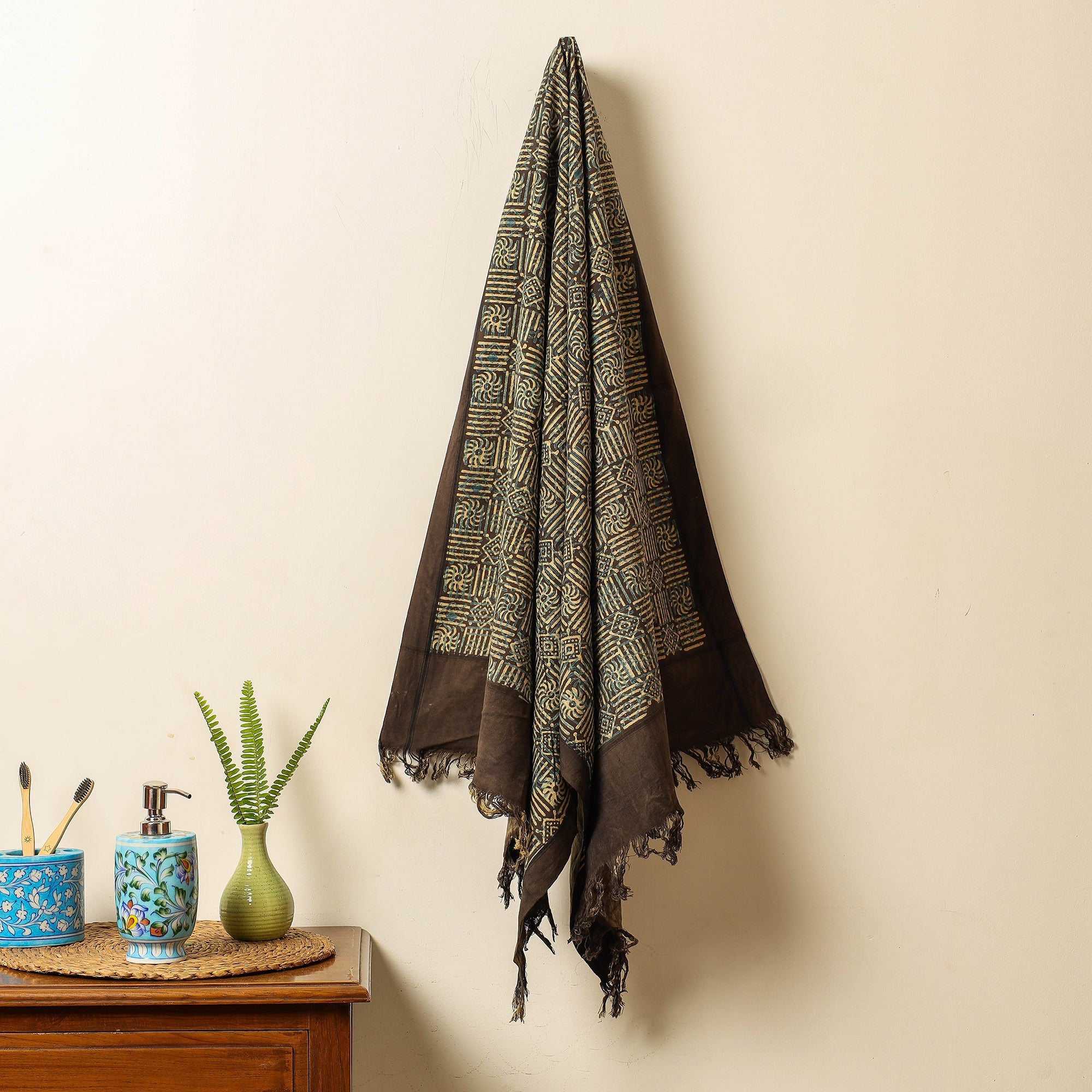 KACHCHH JI CHHAAP Brown - Block Print Cotton Ajrakh Handloom Towel
