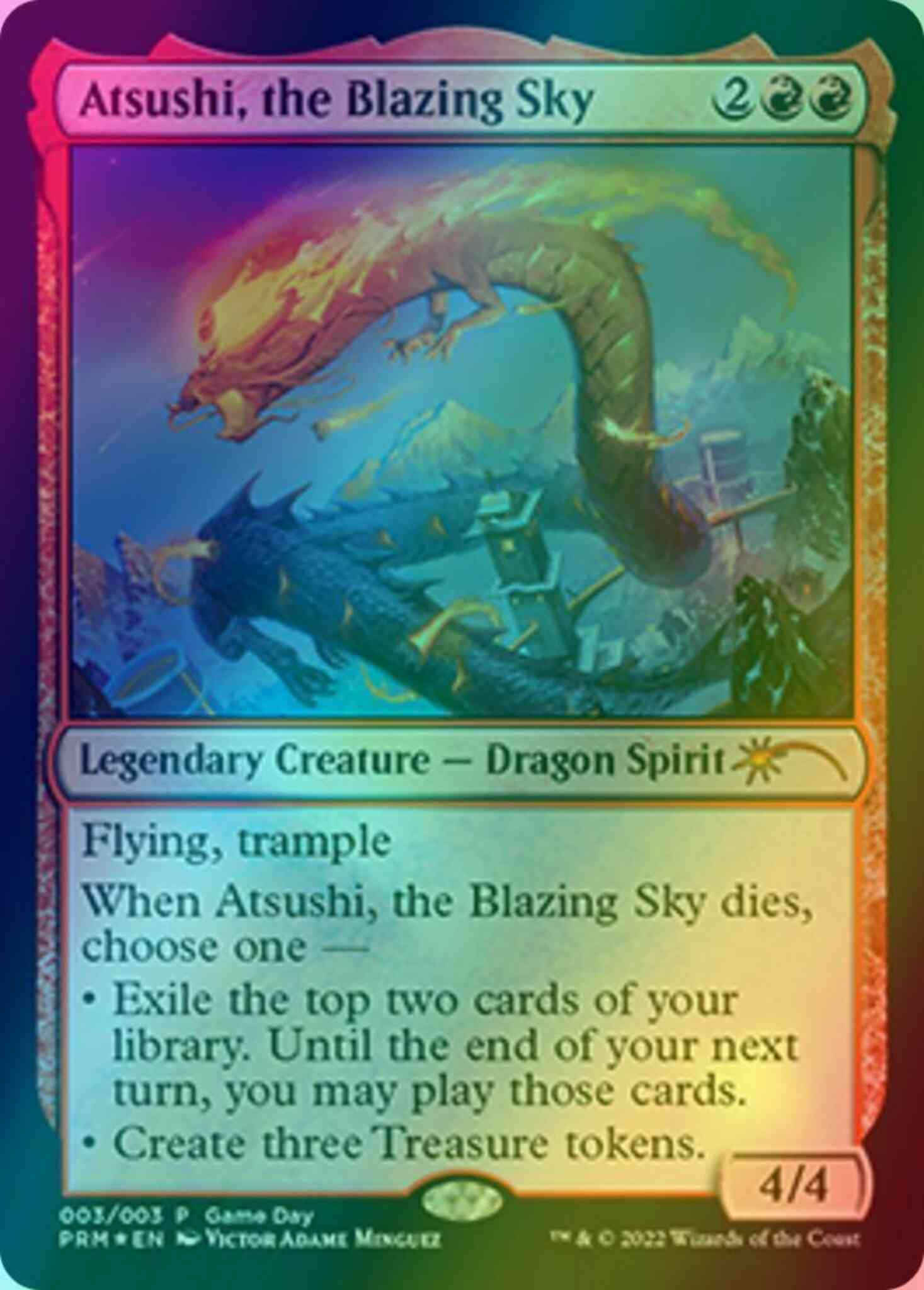 Atsushi the blazing – Magic Atsushi, the Blazing Sky [Game Day] [3] [Wizards Play Network 2022] [Foil]